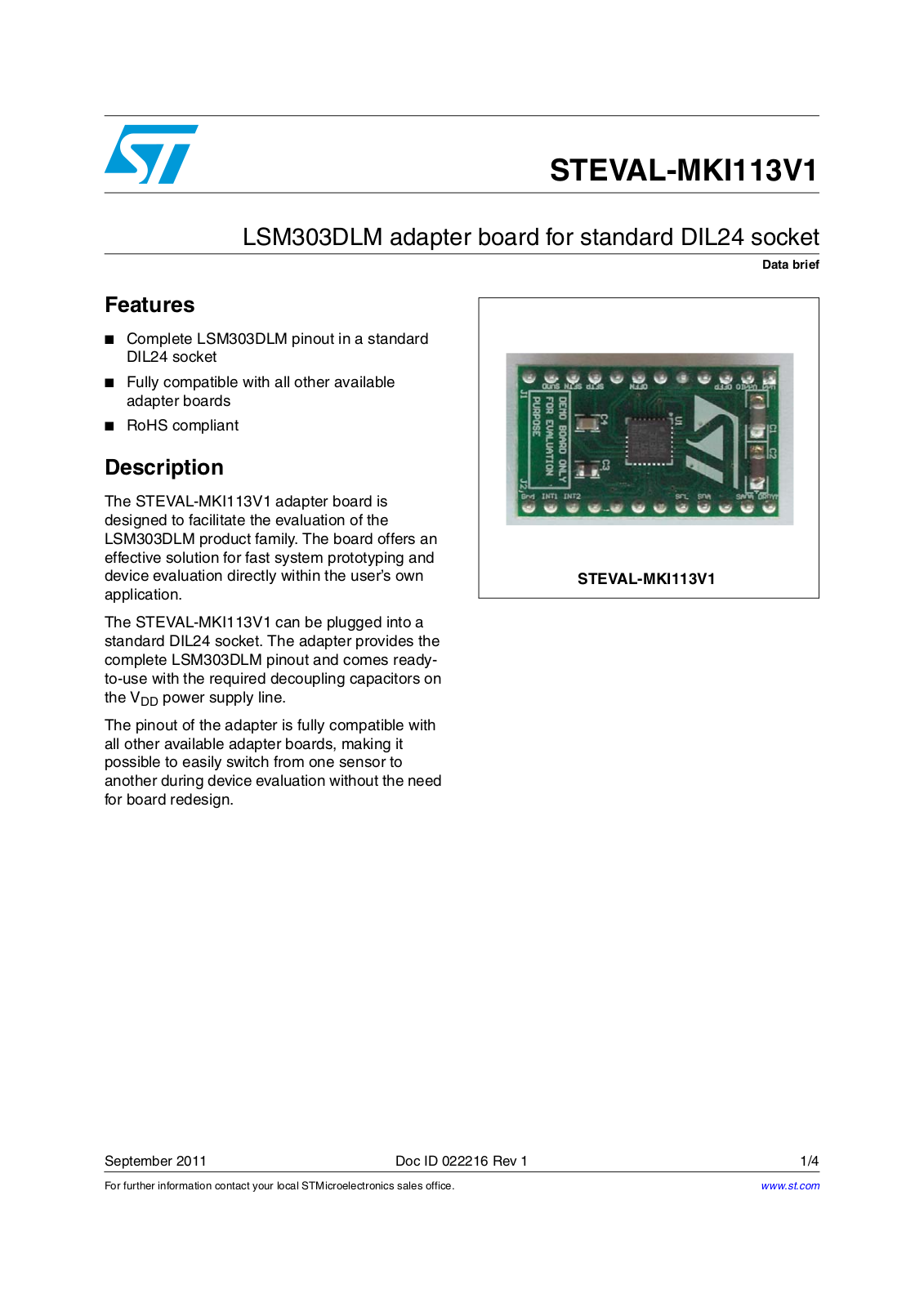 ST MKI113V1 User Manual