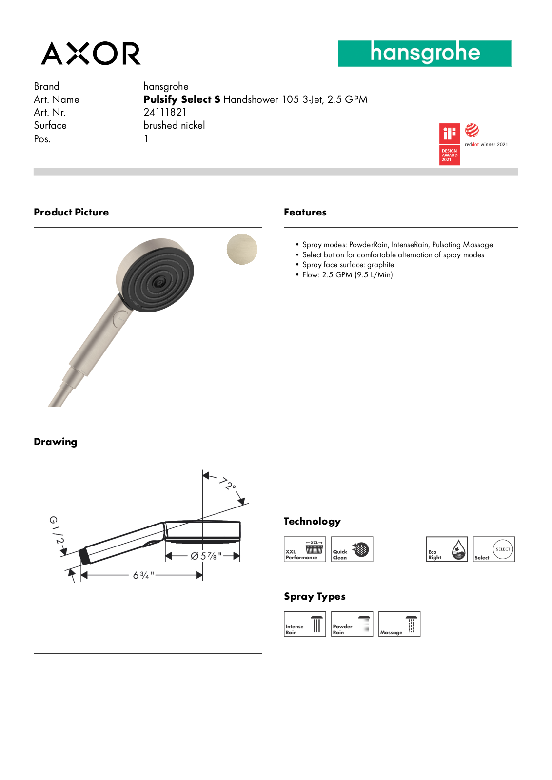 Hansgrohe GCDC1966 Specifications - ManualMachine.com