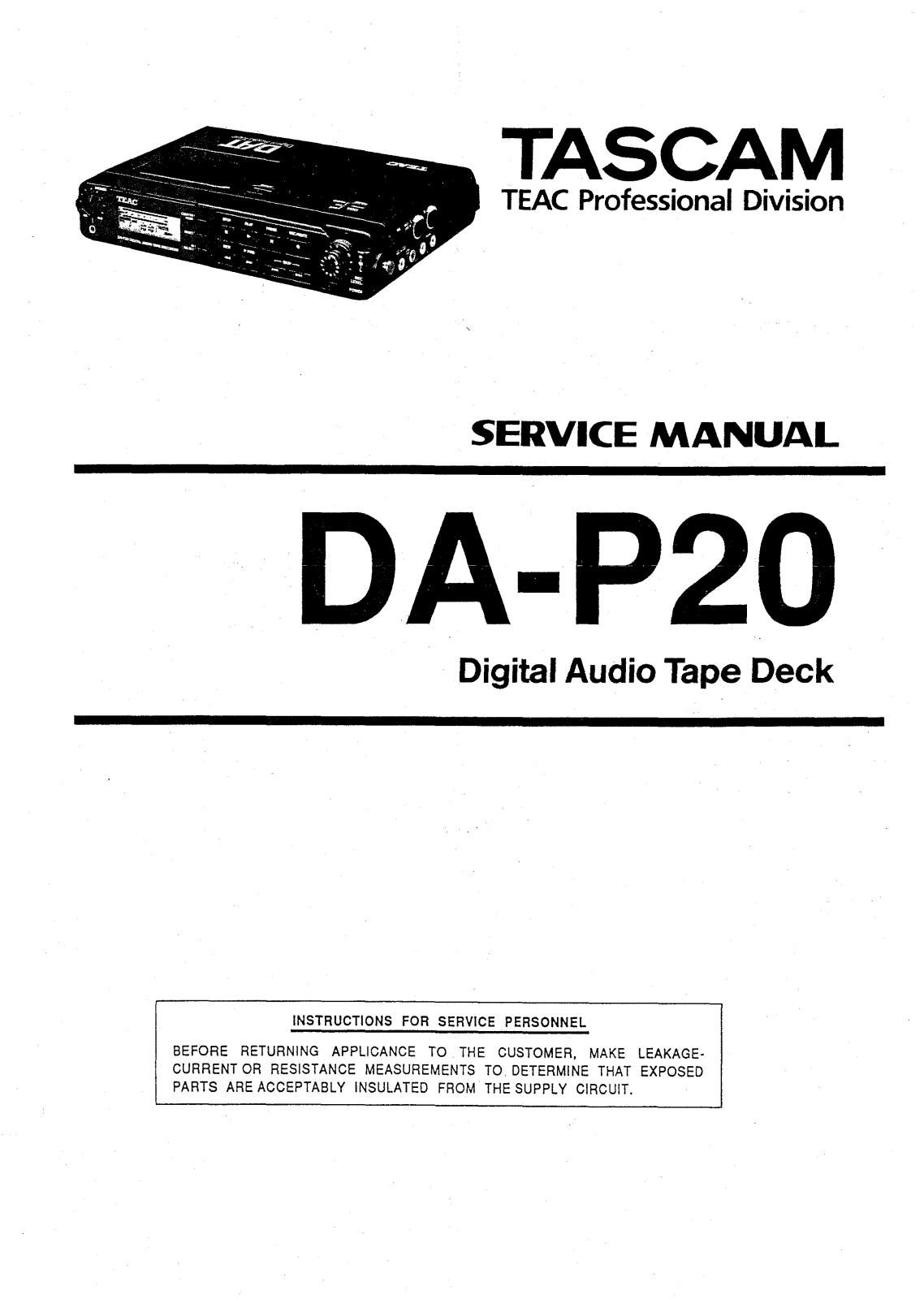 Teac DA-P20 Service Manual