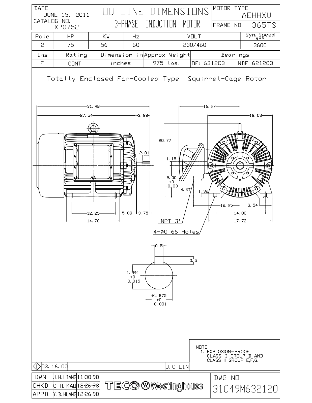 Datasheet XP0752 Reference Drawing (Teco) - ManualMachine.com