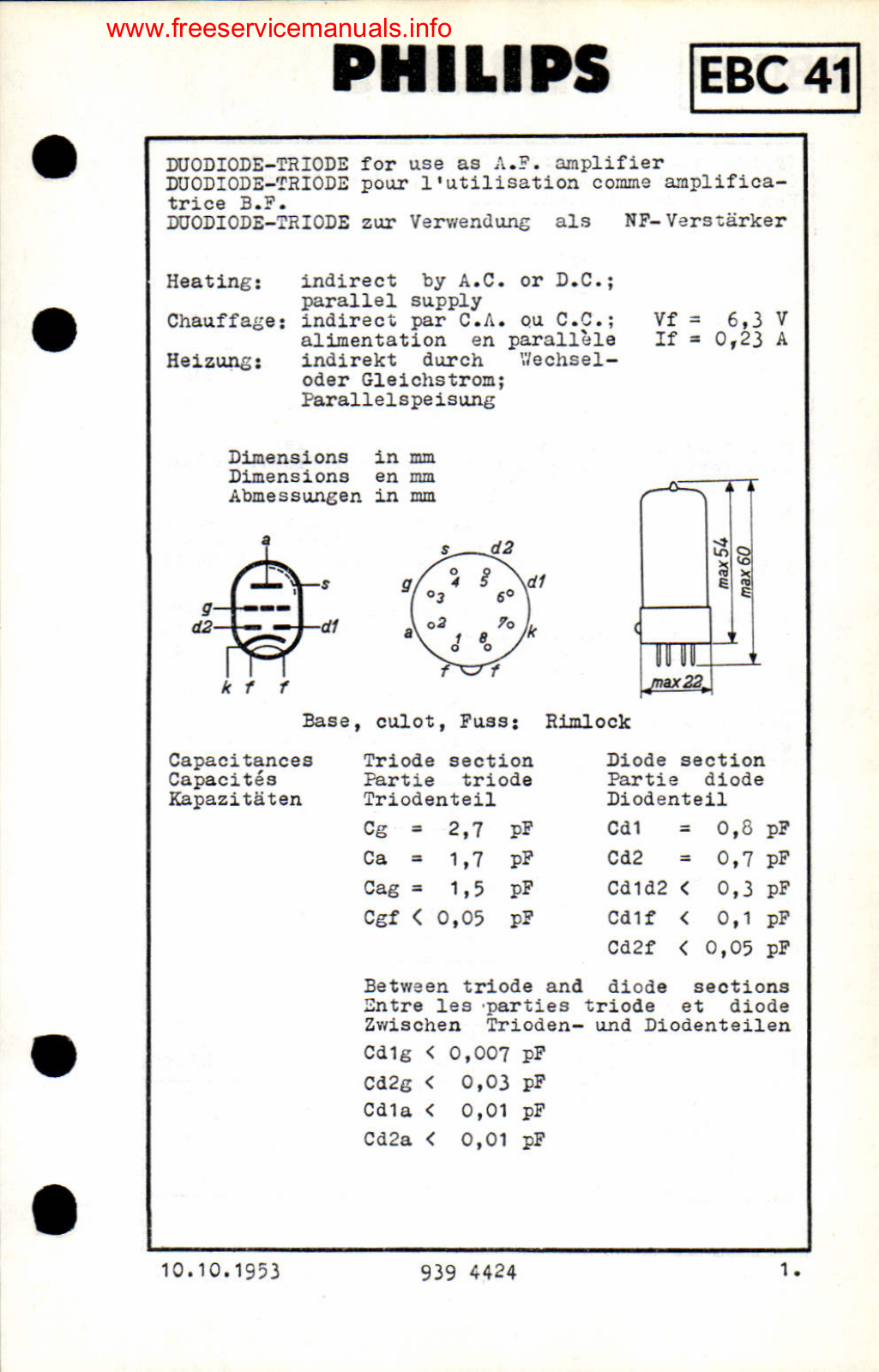 Philips EBC41 DATASHEETS