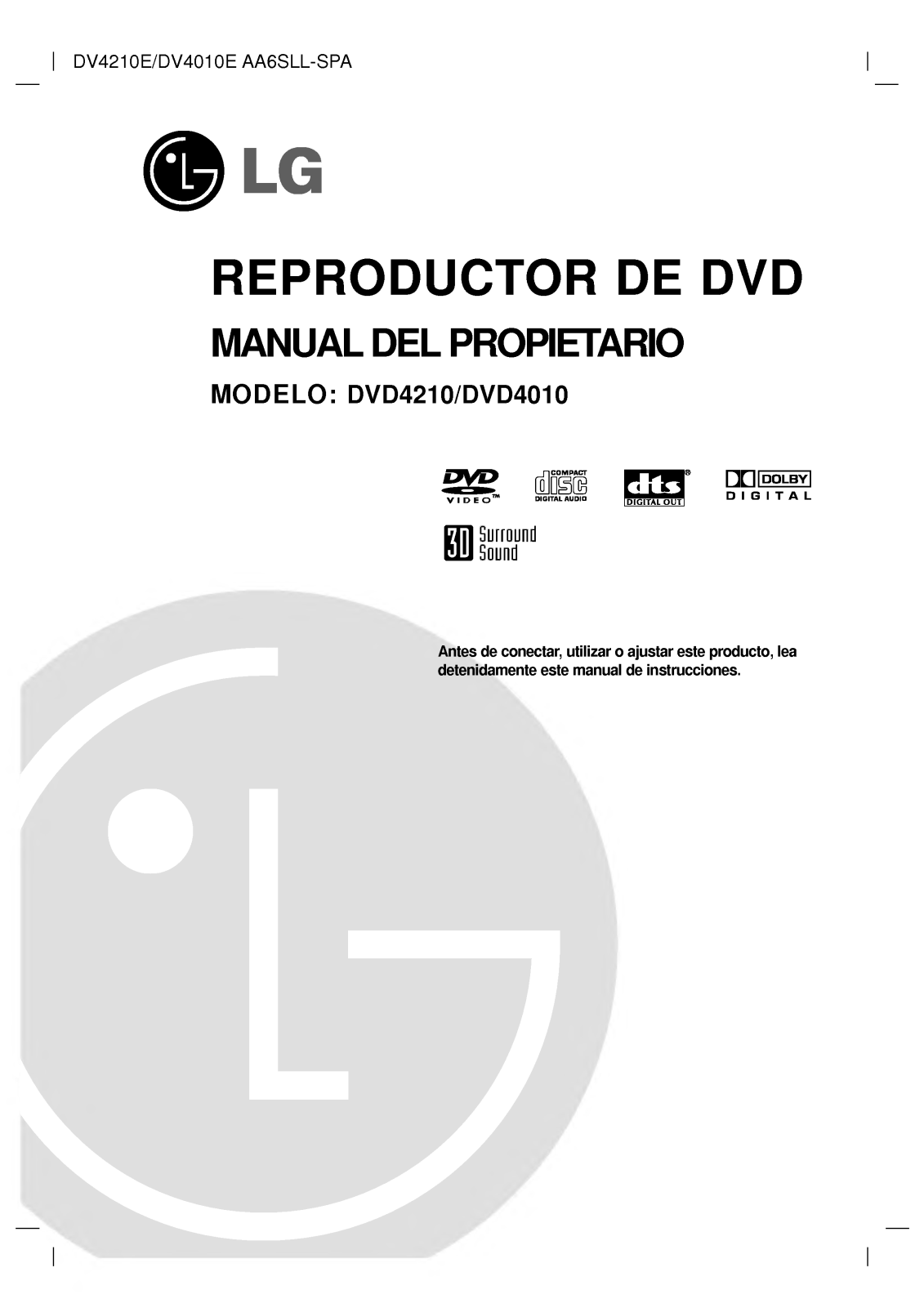 Lg DVD4210, DVD4010 User Manual