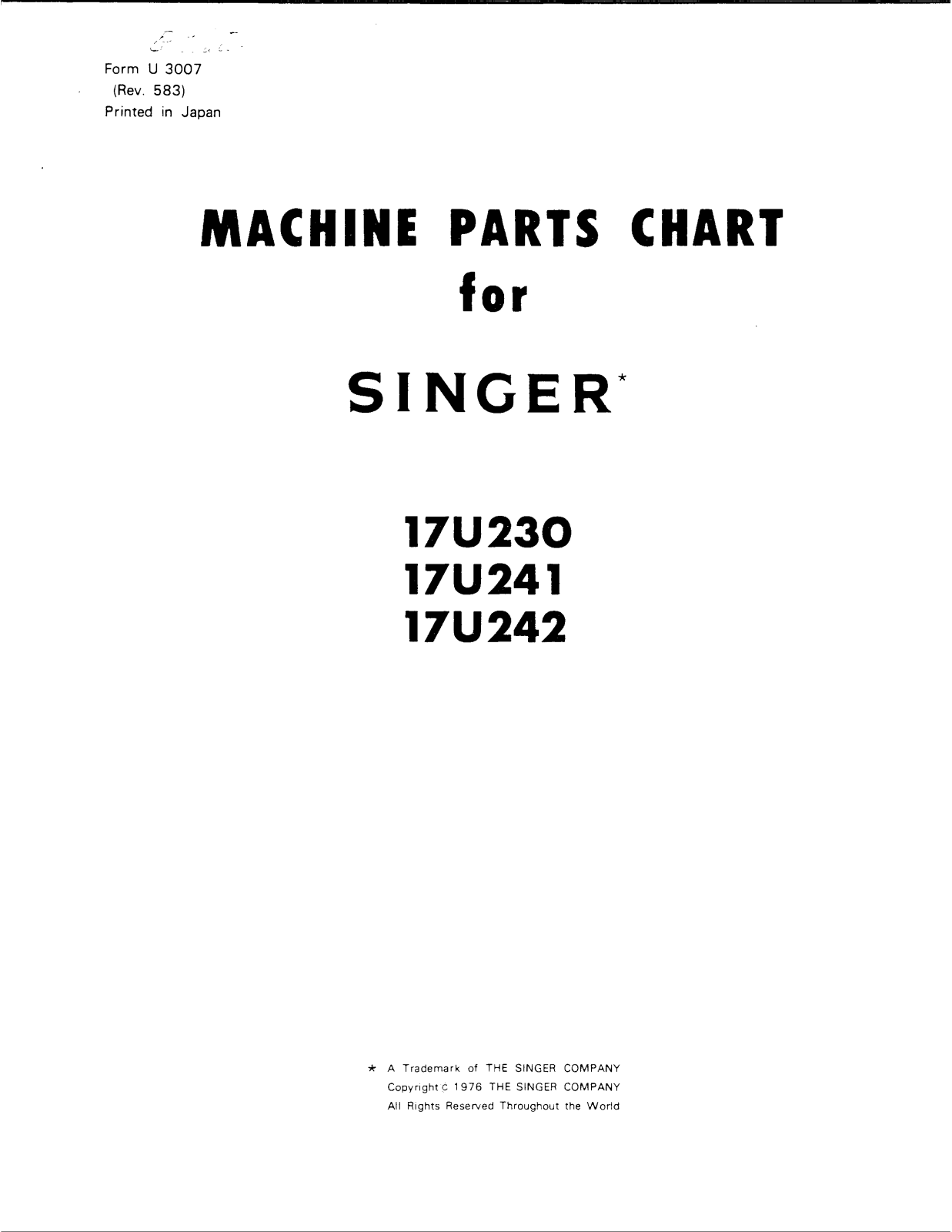 Singer 17U242, 17U230, 17U241 User Manual