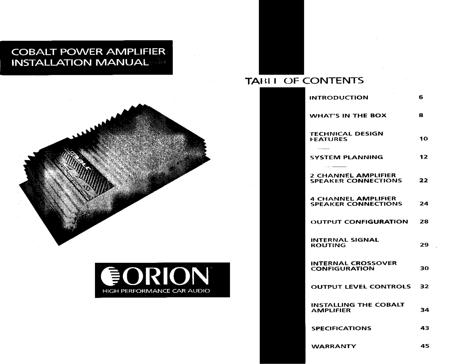 ORION CO235, CO465, CO435, CO2105, CO265 Installation Manual