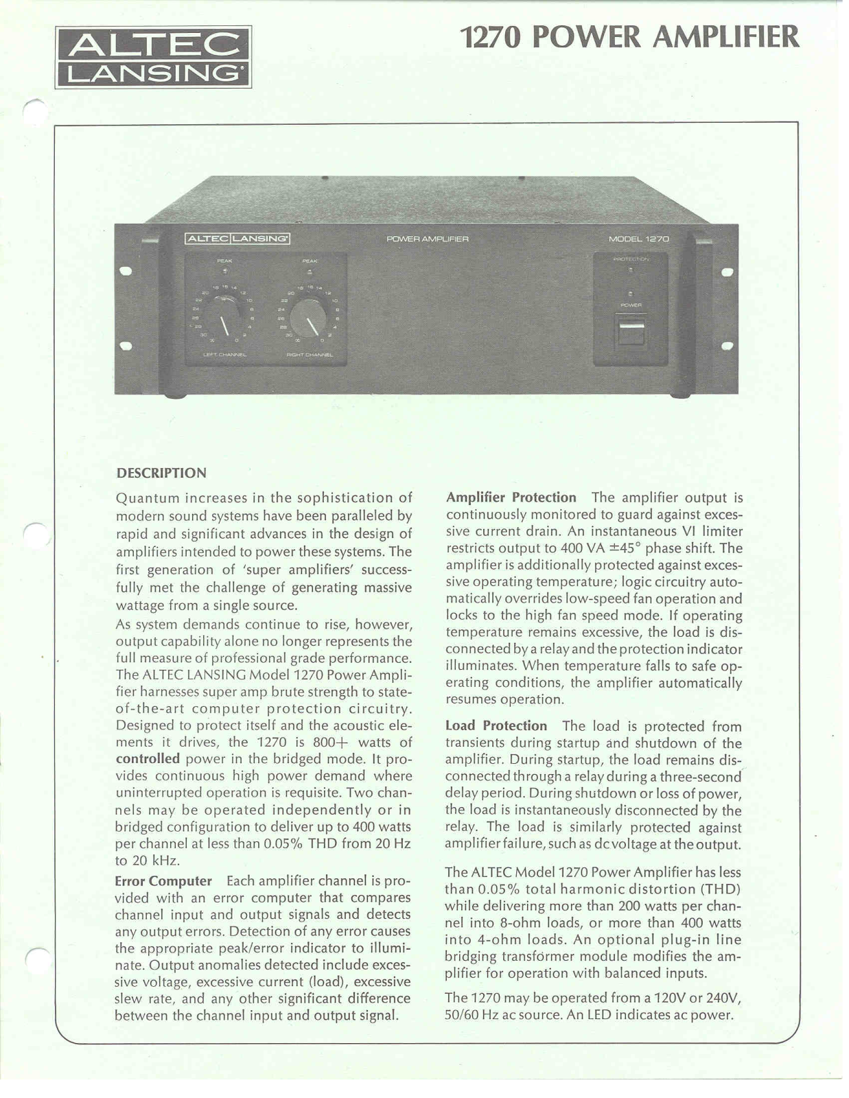 Altec lansing 1270 User Manual