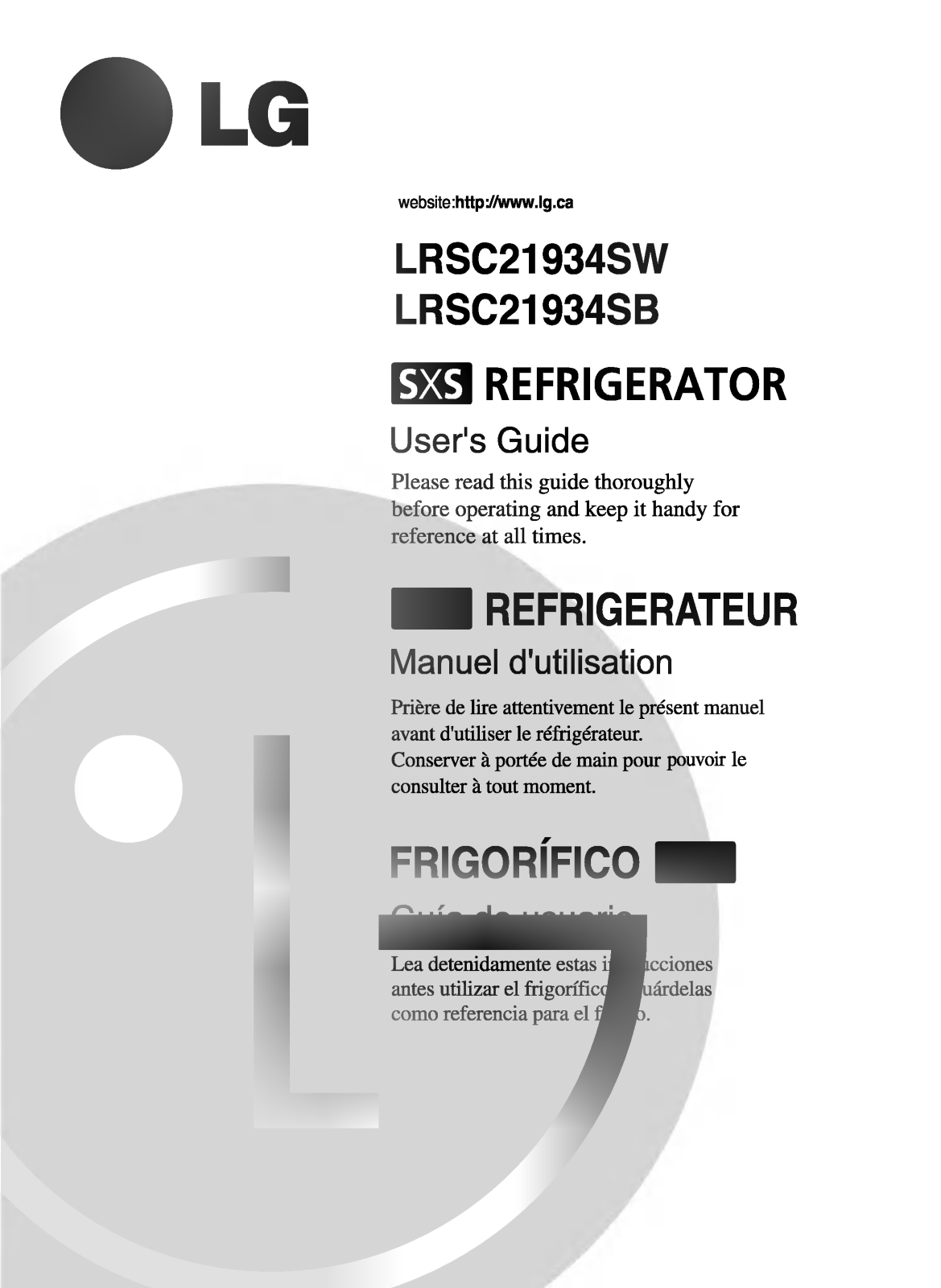 LG GR-L217BVH Owner’s Manual