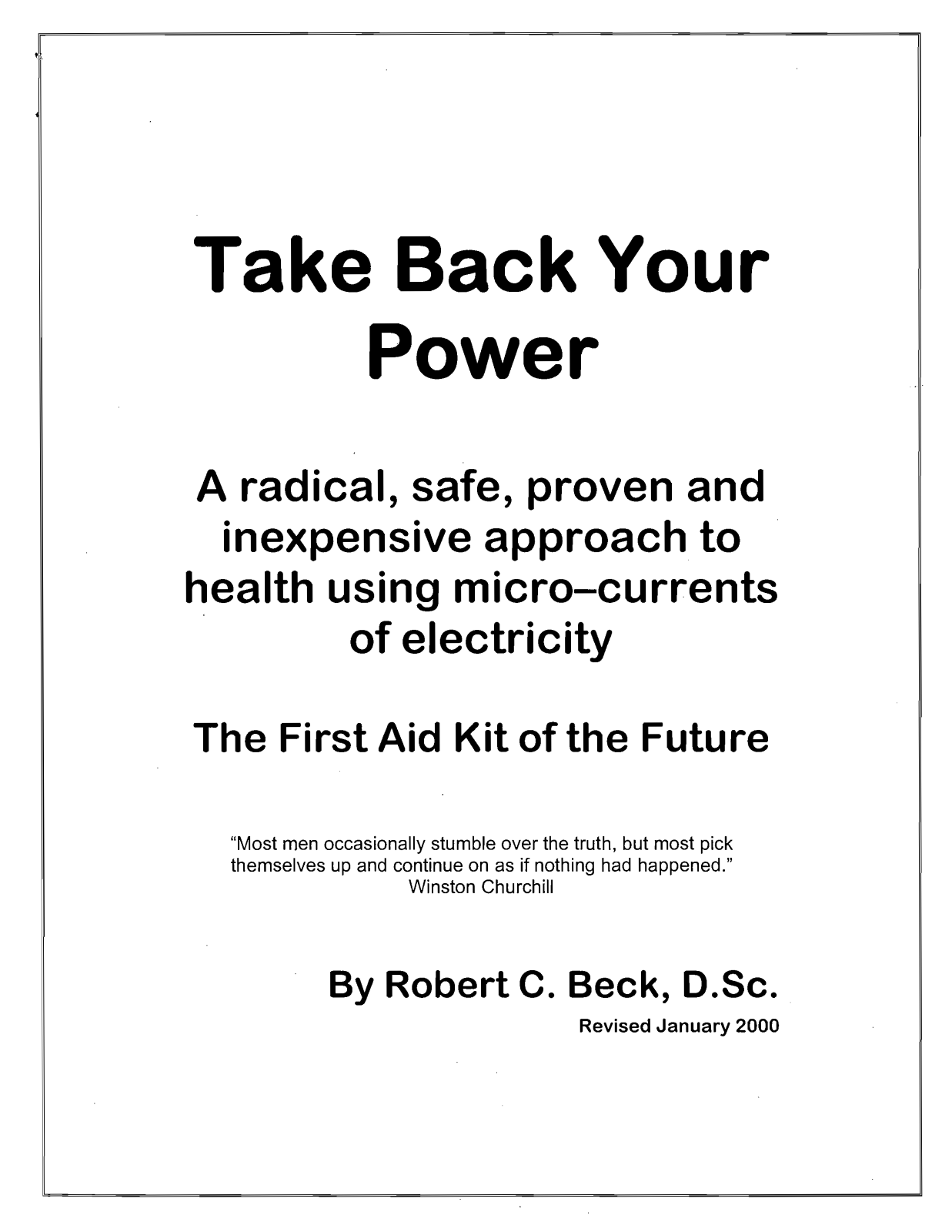 Robert C.Beck TAKE BACK YOUR POWER User Manual