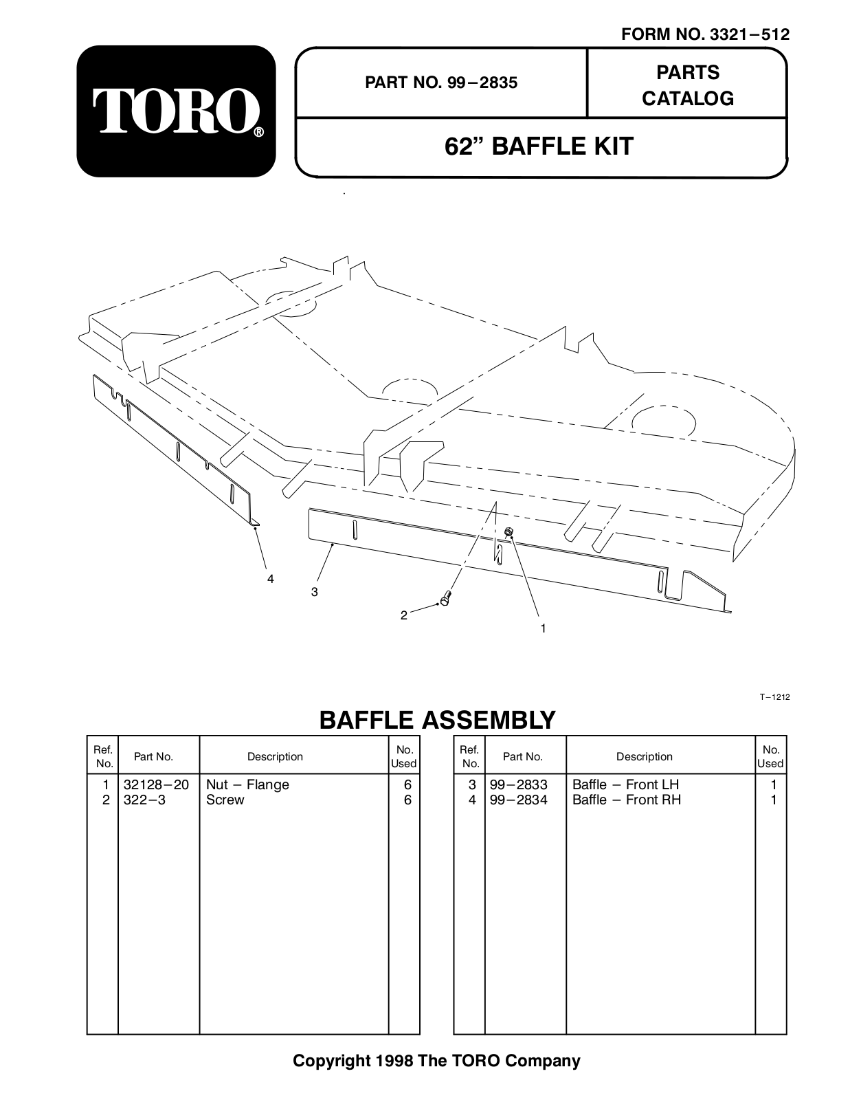 Toro 99-2835 Parts Catalogue