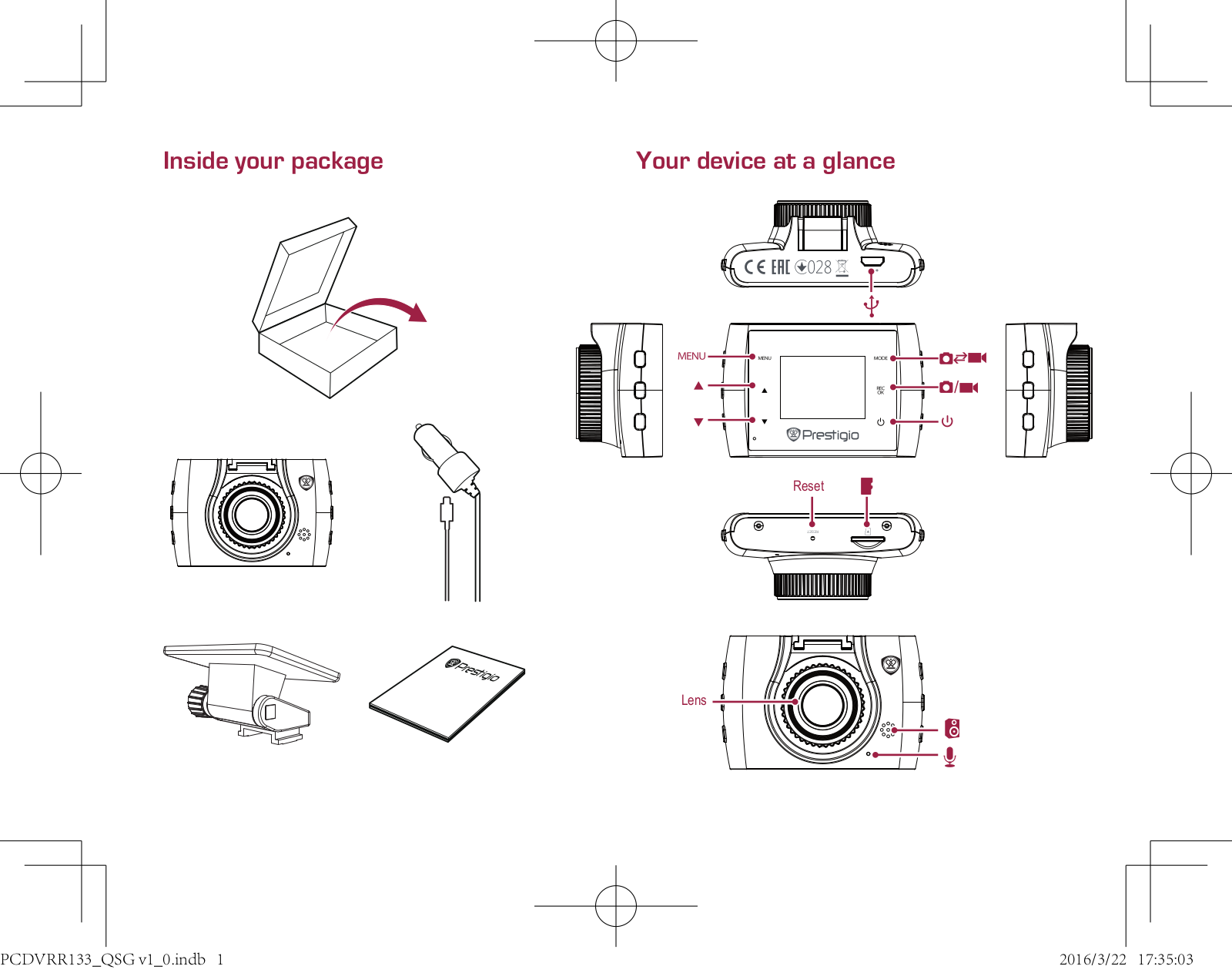 Prestigio PCD-VRR133 Quick Start Guide