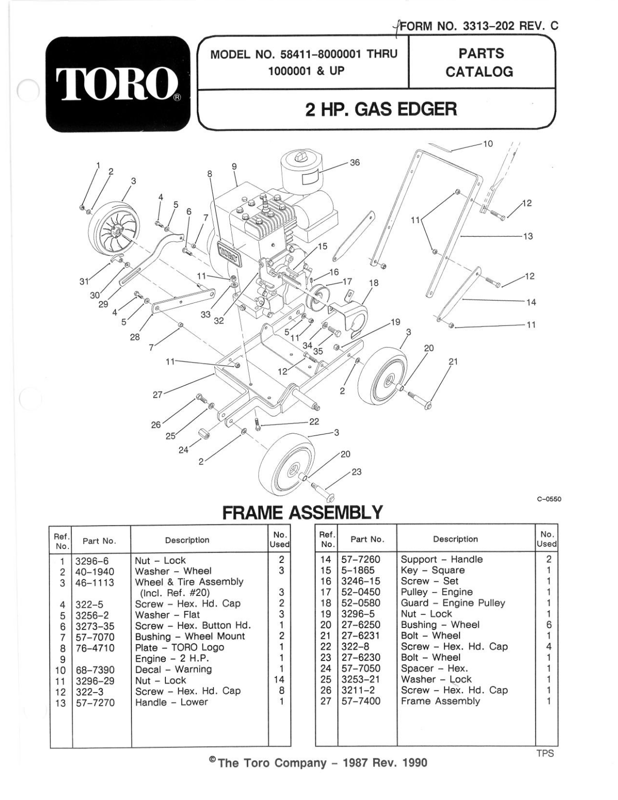 Toro 58411 Parts Catalogue