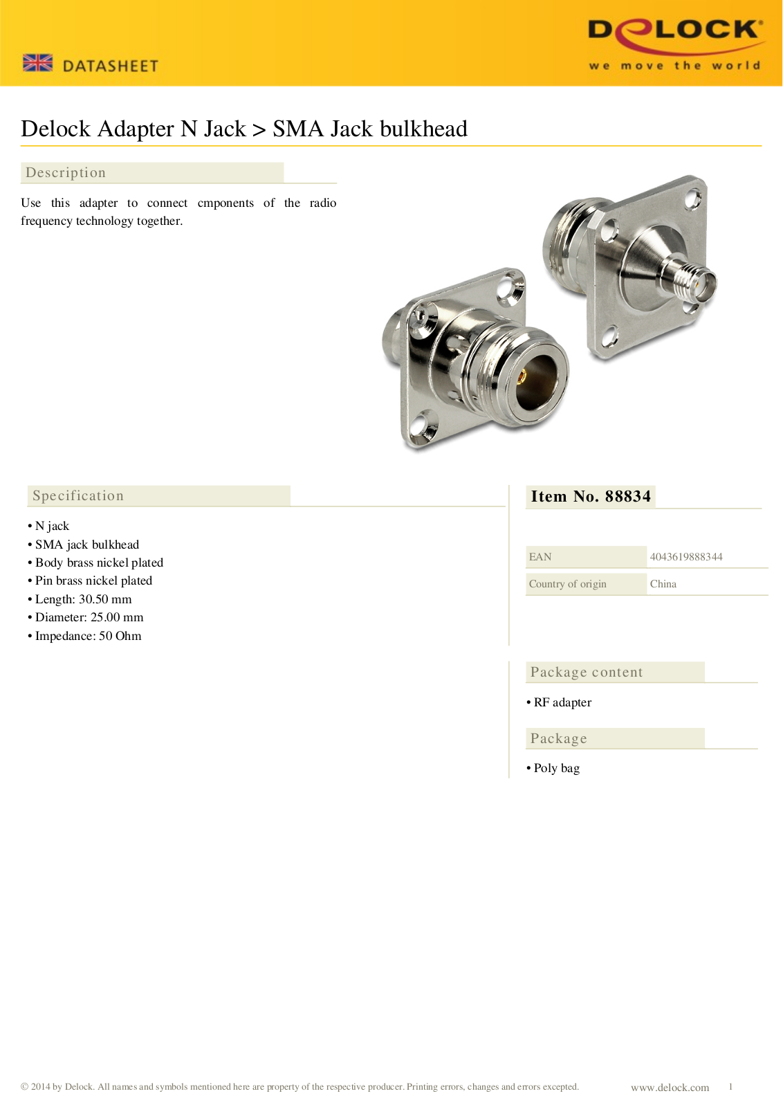 DELOCK 88834 Datasheet - ManualMachine.com