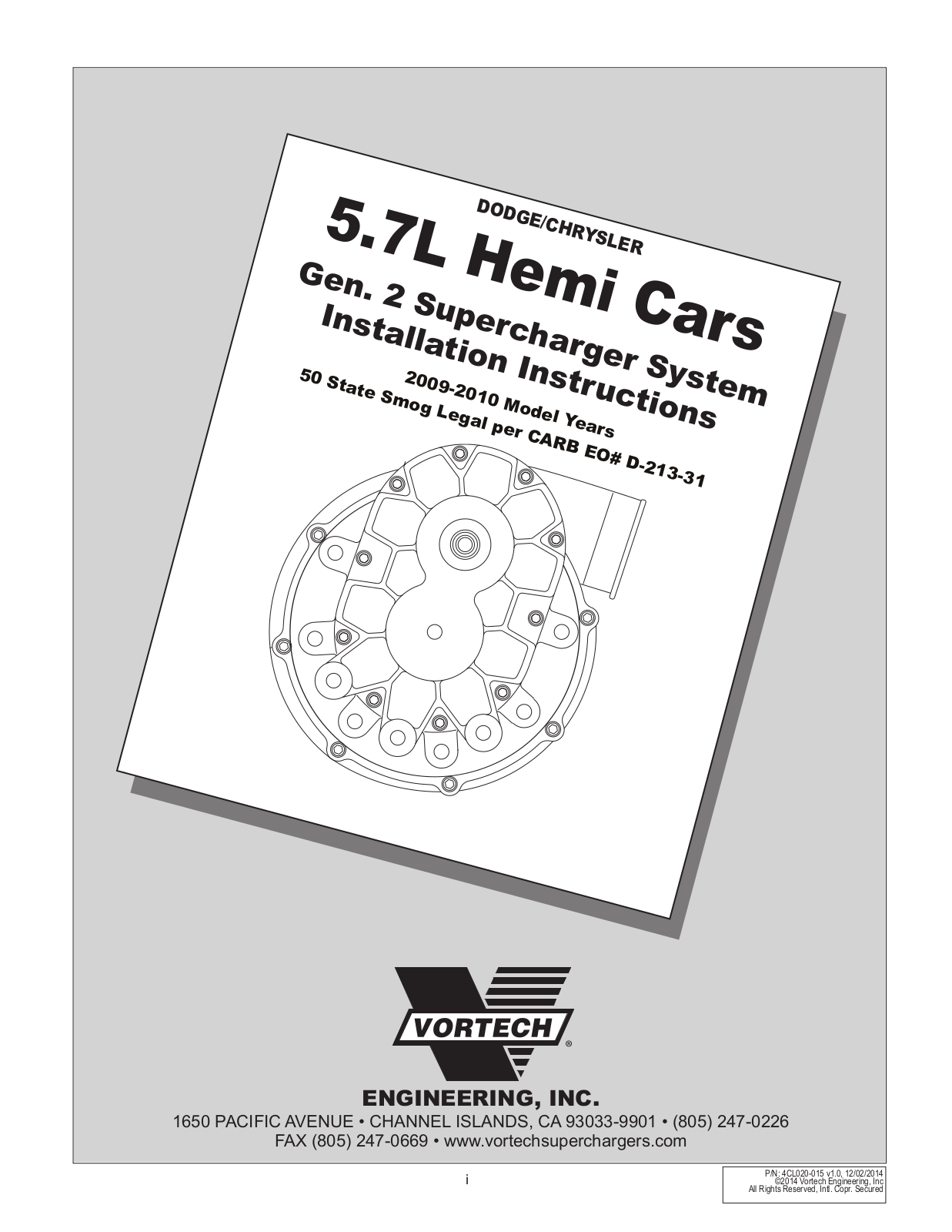 Vortech 2009-2010 5.7L Hemi Cars User Manual