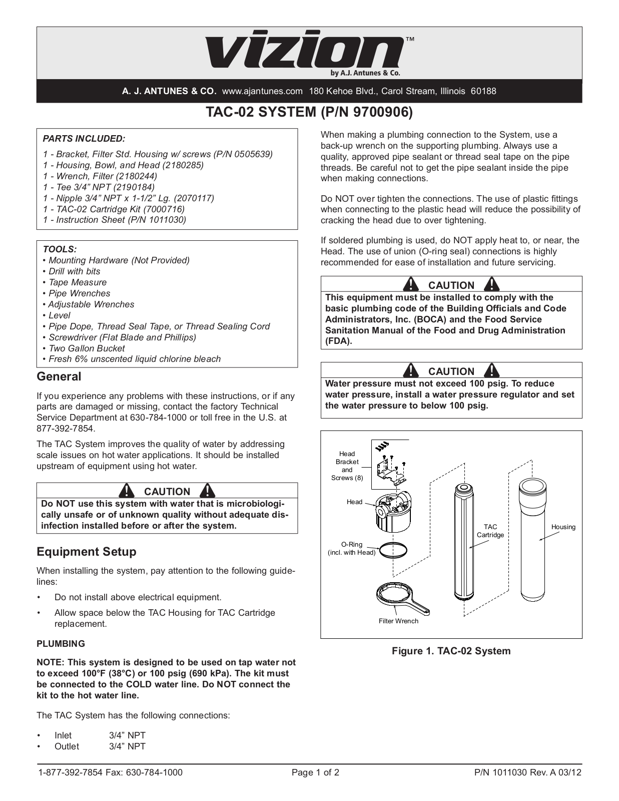 A.J. Antunes & Co TAC-02 9700906 User Manual