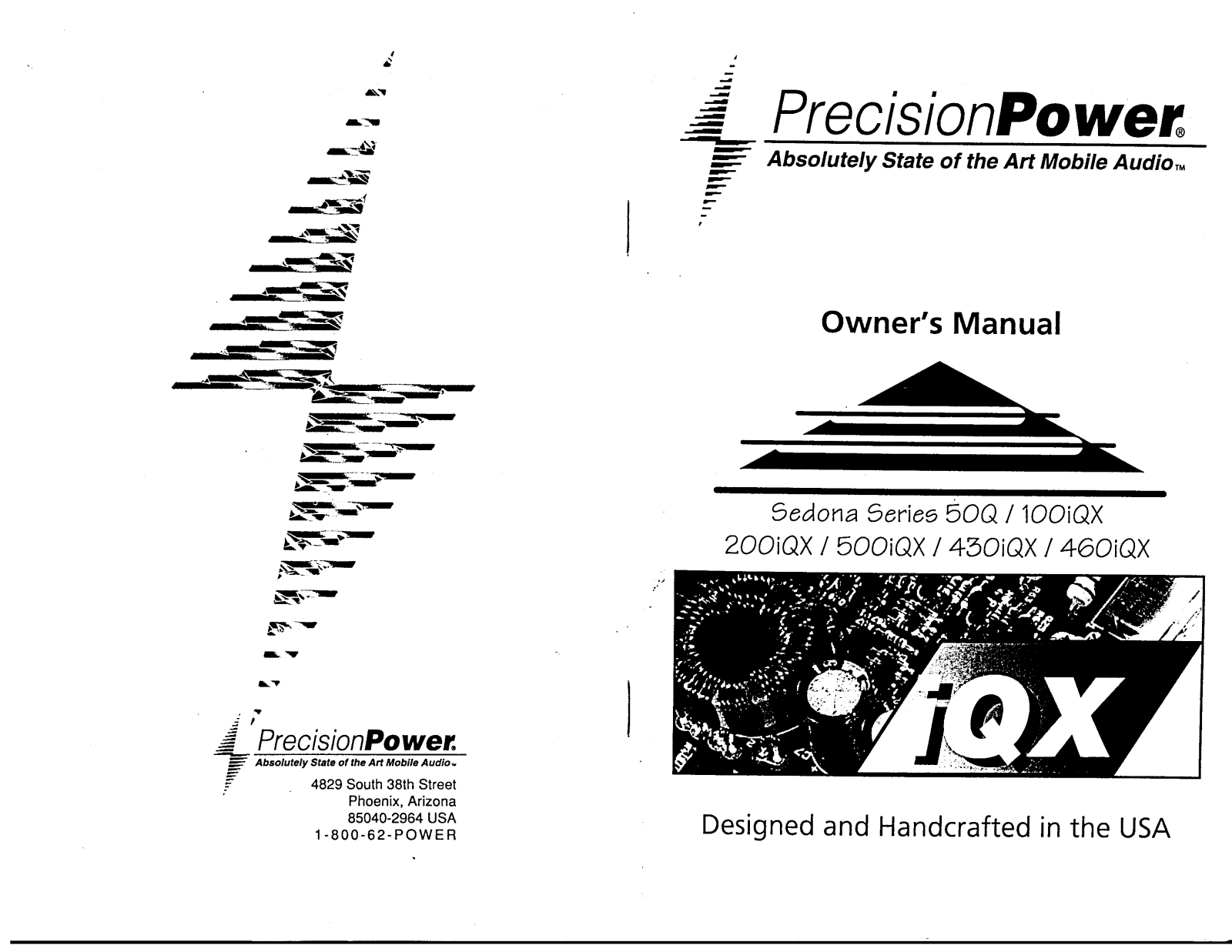 Precision Power Sedona 50Q, Sedona 100iQX, Sedona 200iQX, Sedona 500iQX, Sedona 430iQX Owners Manual