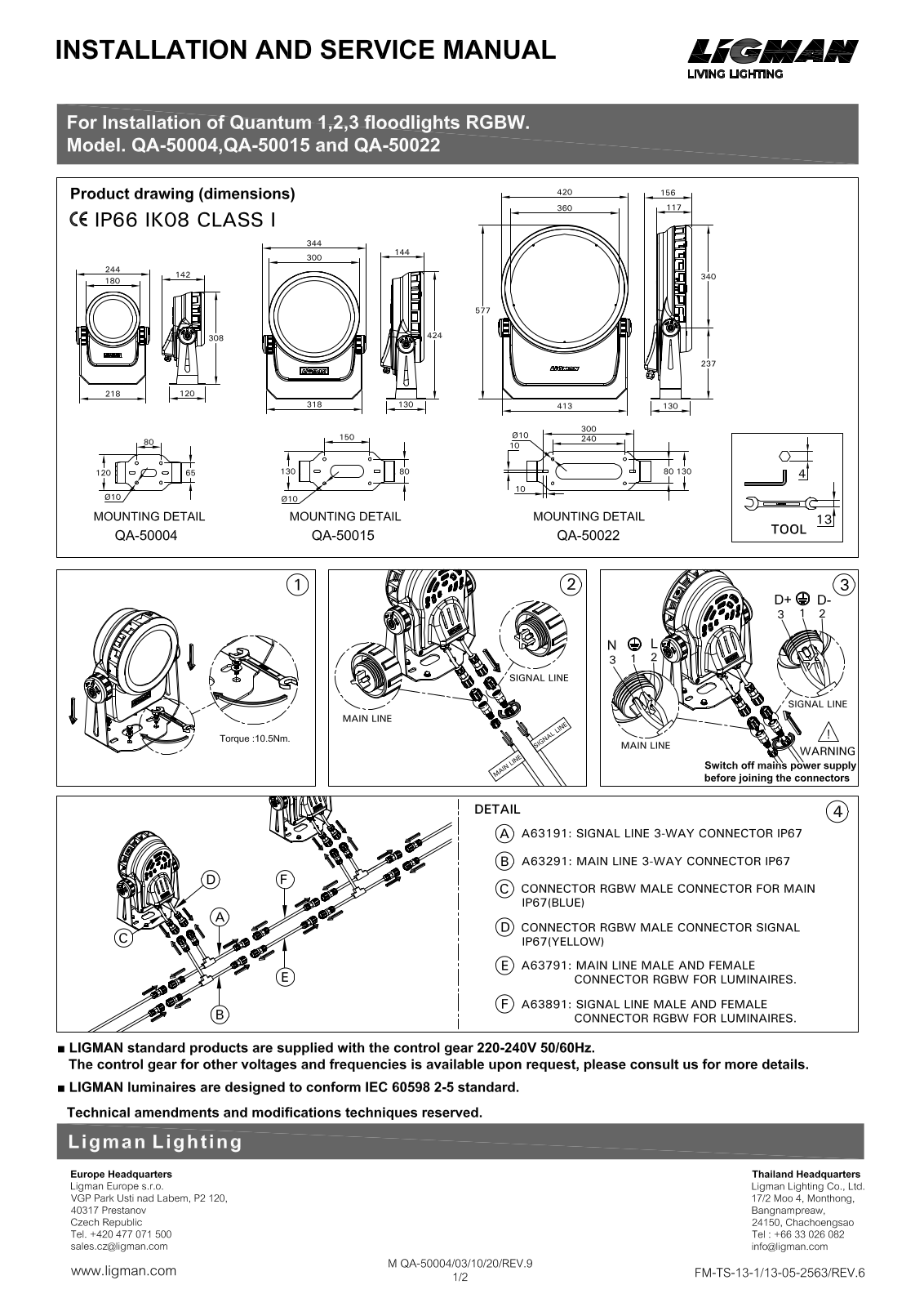 Ligman QA-50004, QA-50015, QA-50022 Installation Manual - ManualMachine.com