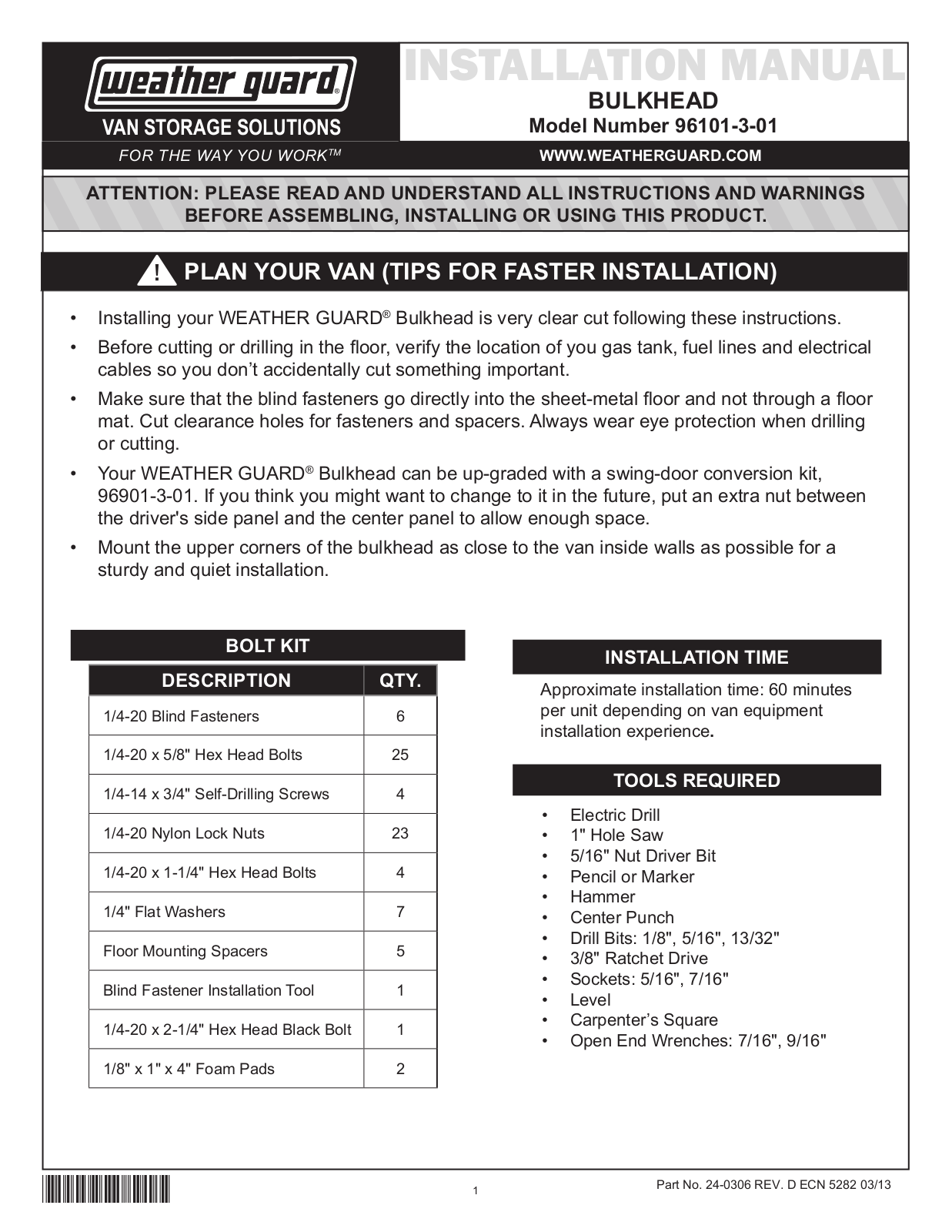 WEATHER GUARD 96102-3-01 User Manual