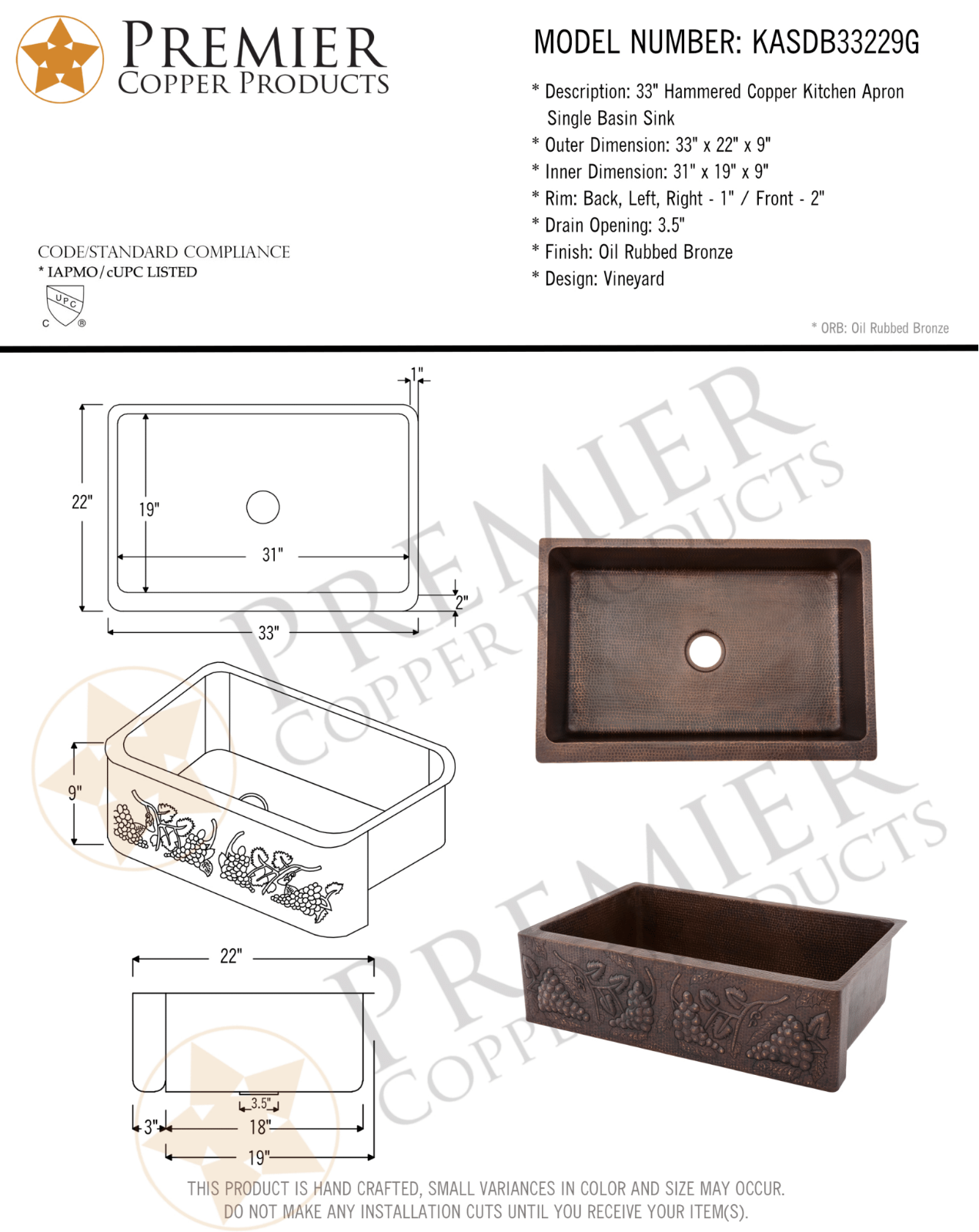 Premier Copper Products IER1511 Specifications - ManualMachine.com