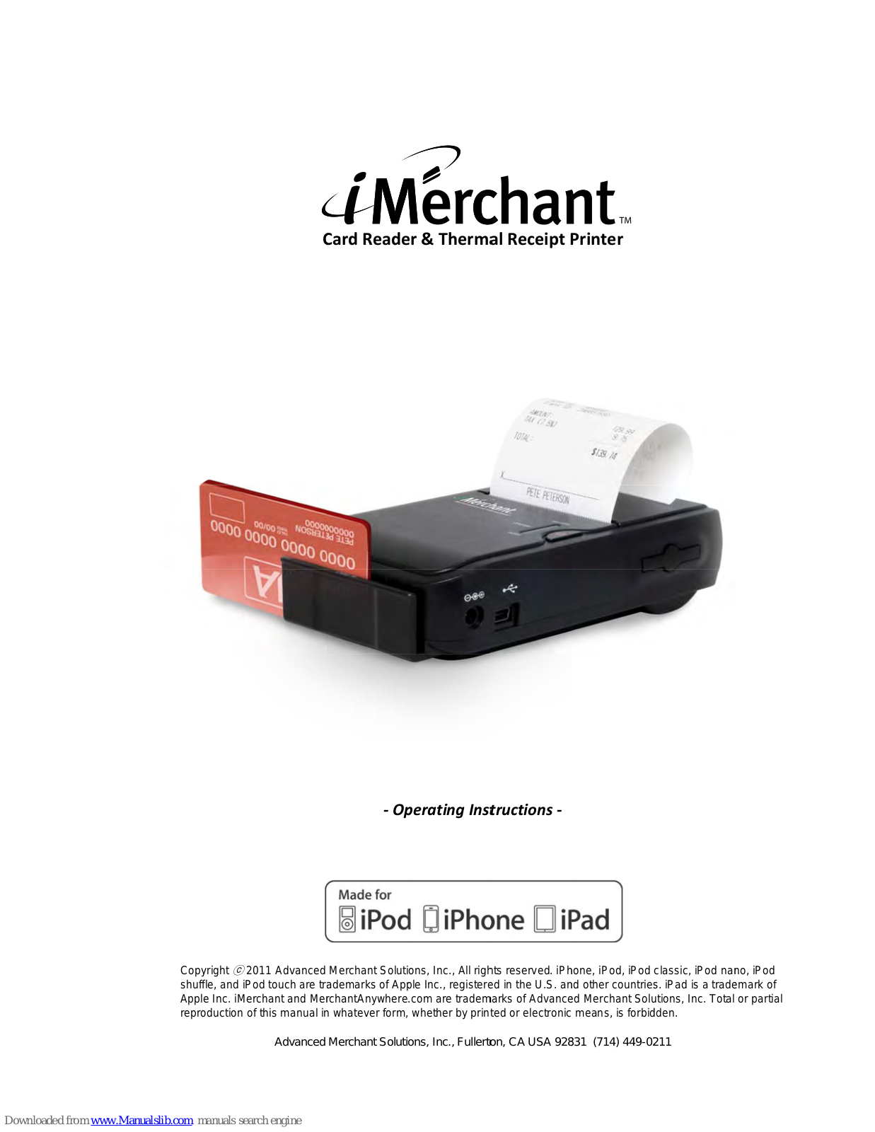 Meritus Mobile iMerchant Operating Instructions Manual - ManualMachine.com