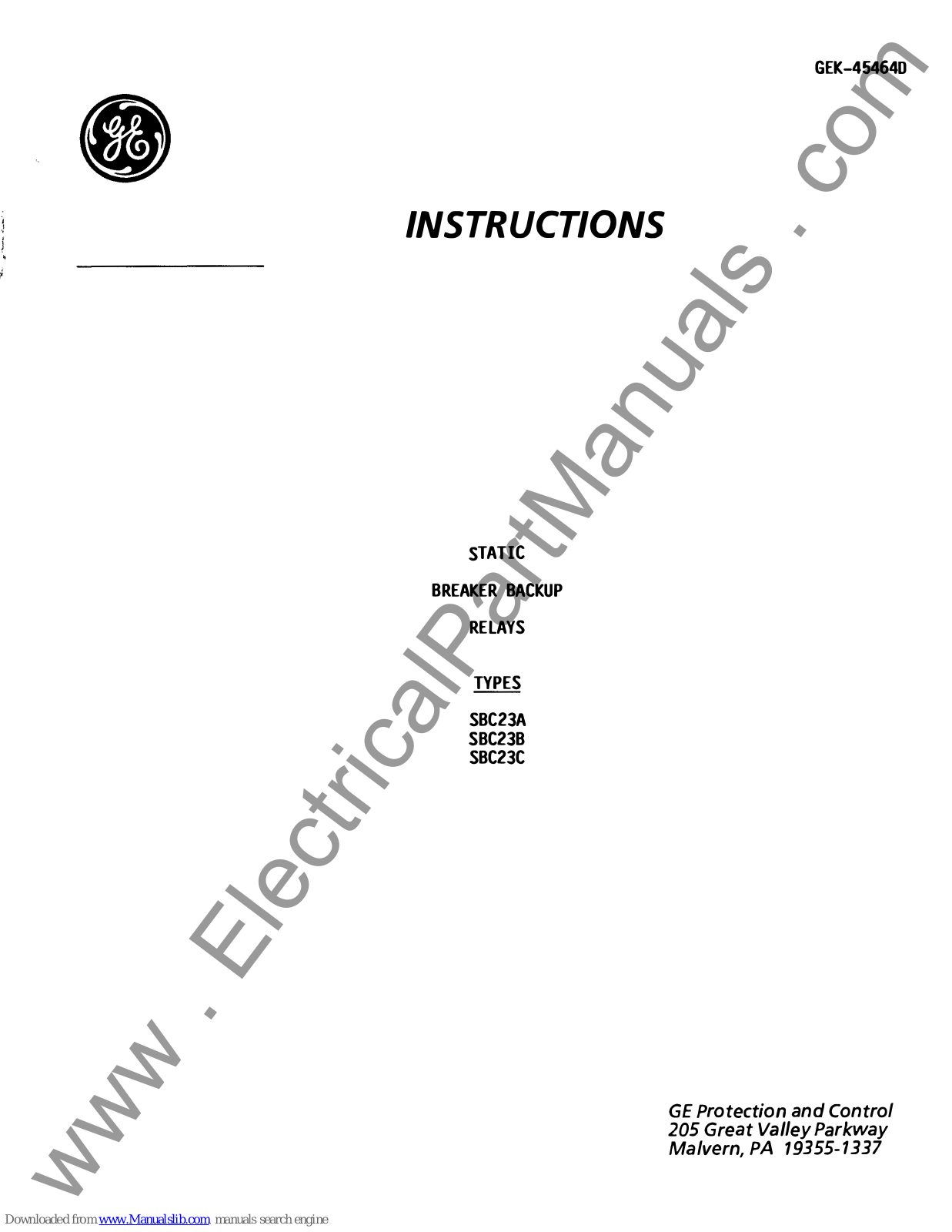 GE SBC23A, SBC23B, SBC23C Instructions Manual