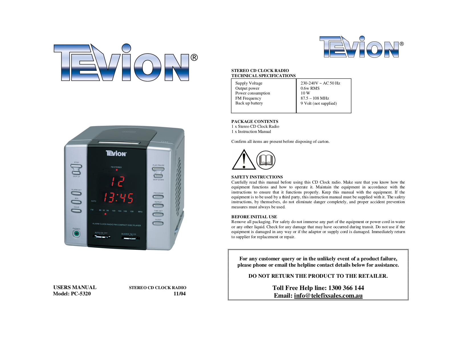 Tevion PC-5320 Instruction Manual