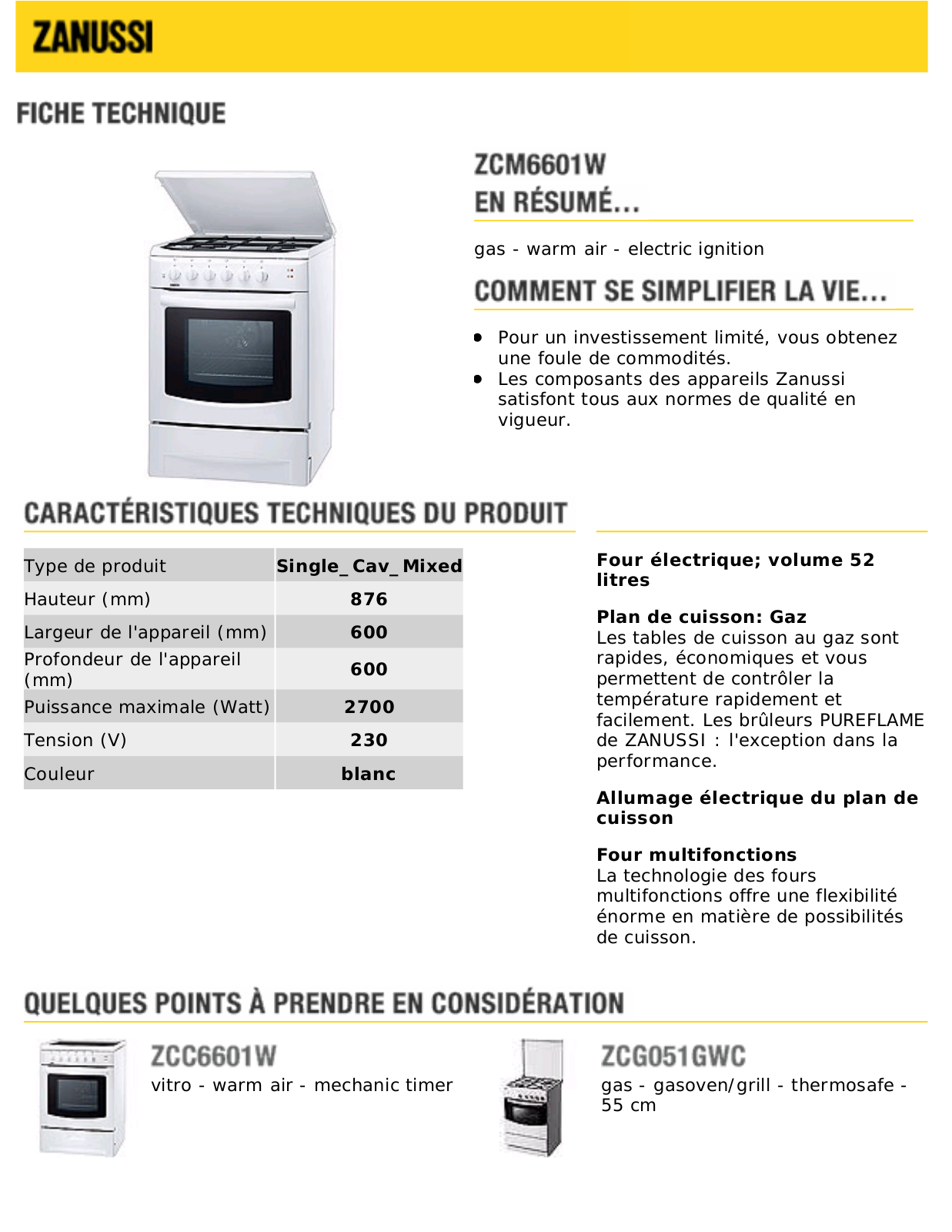 Zanussi ZCM6601W BROCHURE