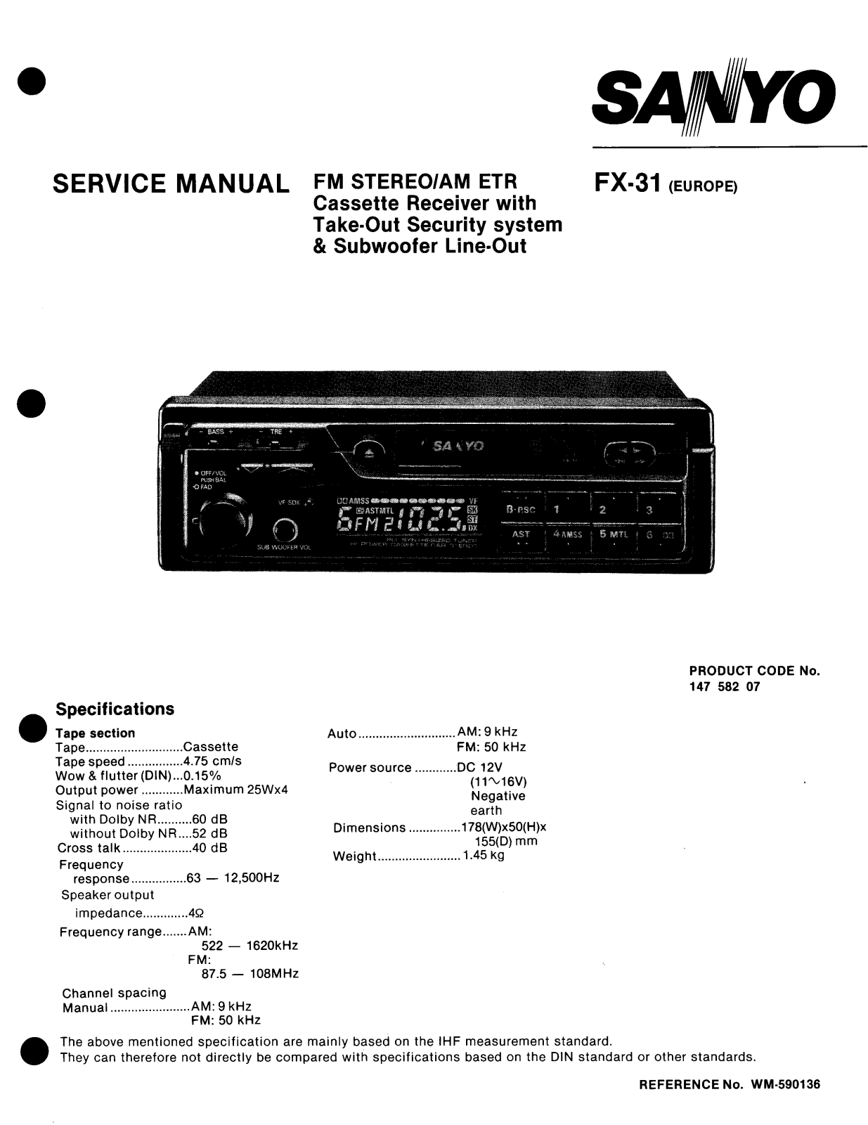 Sanyo FX-31 Service Manual