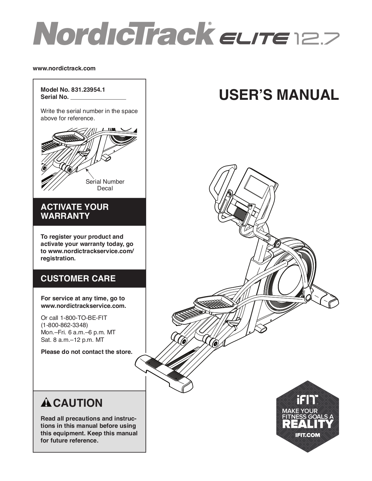 NordicTrack 831.239541 Owner's Manual