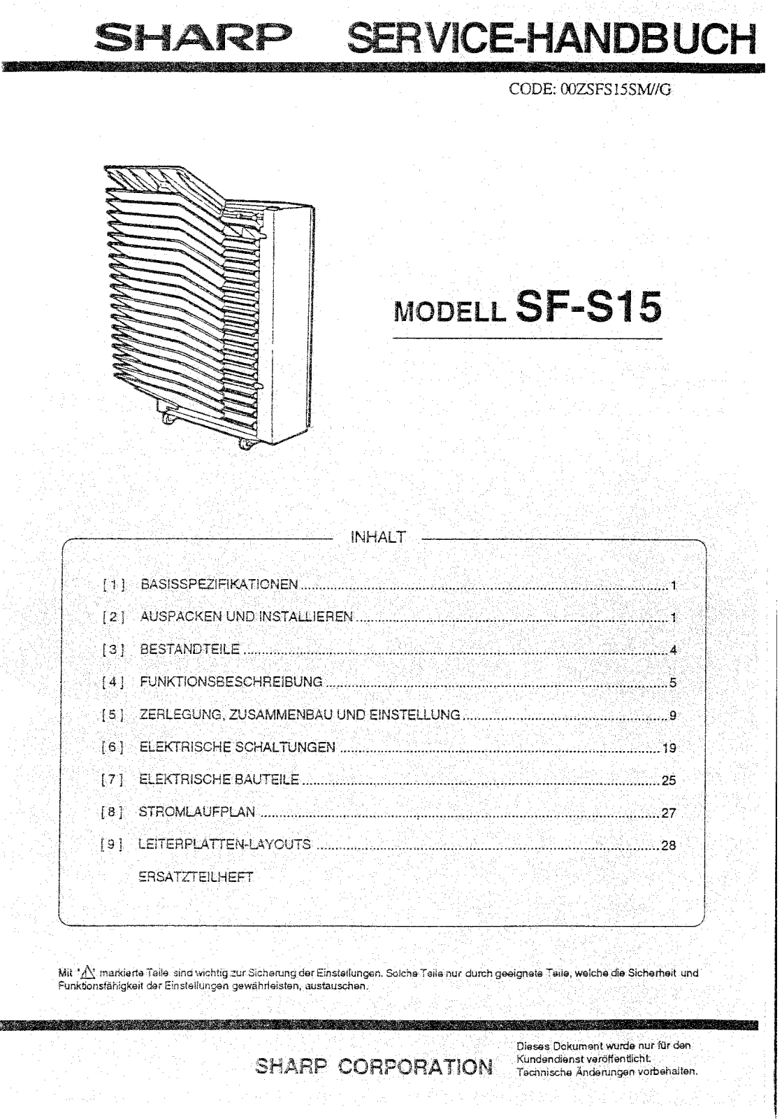 SHARP sfs15smd Service Manual