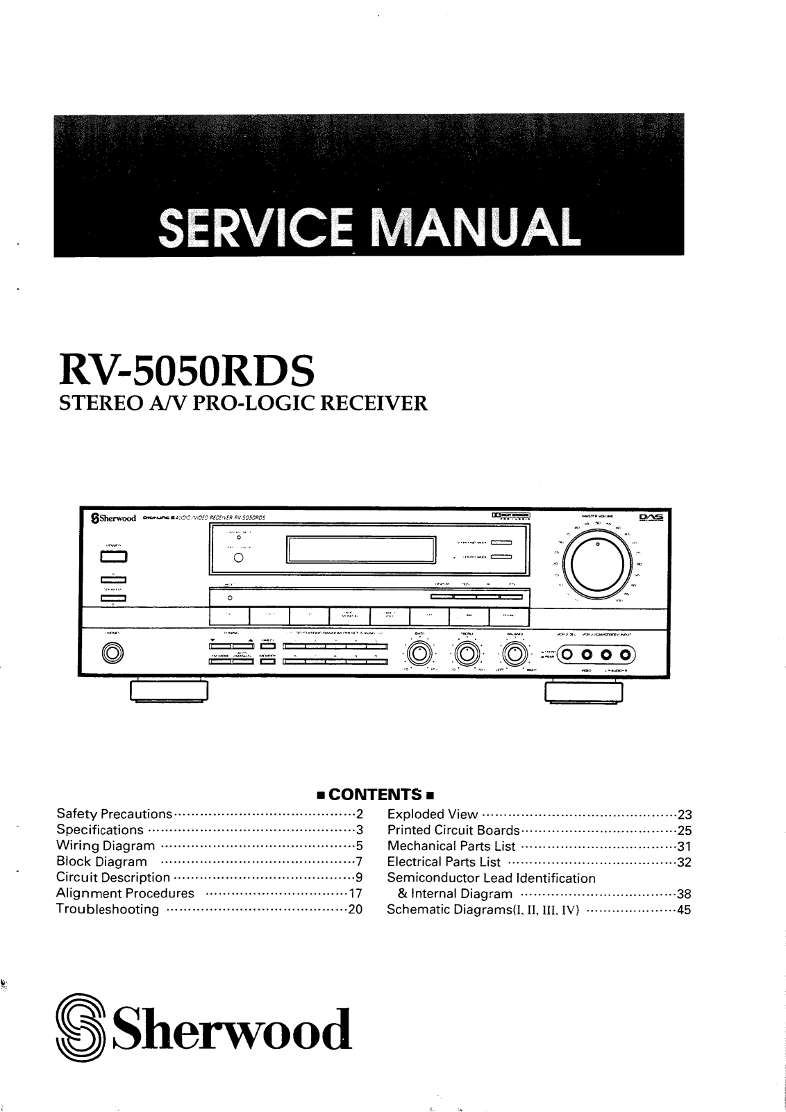 Sherwood RV-5050-RDS Service manual