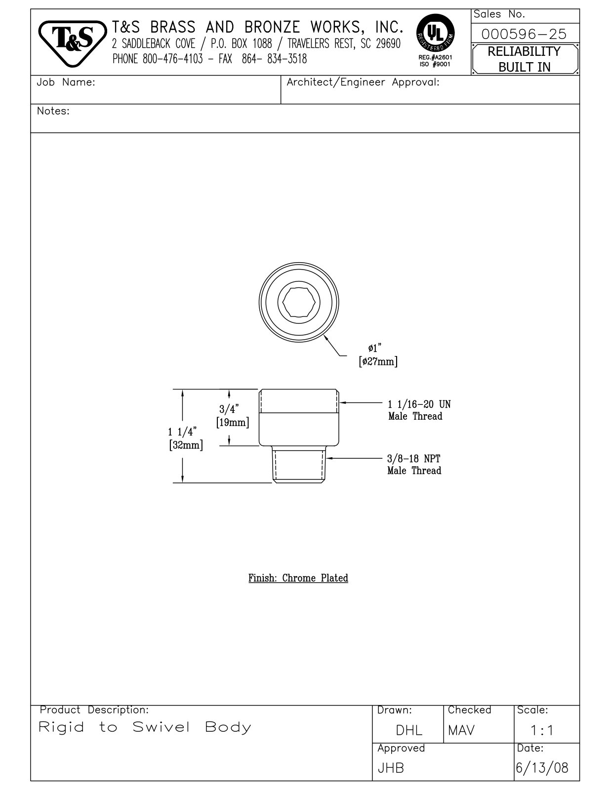 T&S Brass 000596-25 User Manual