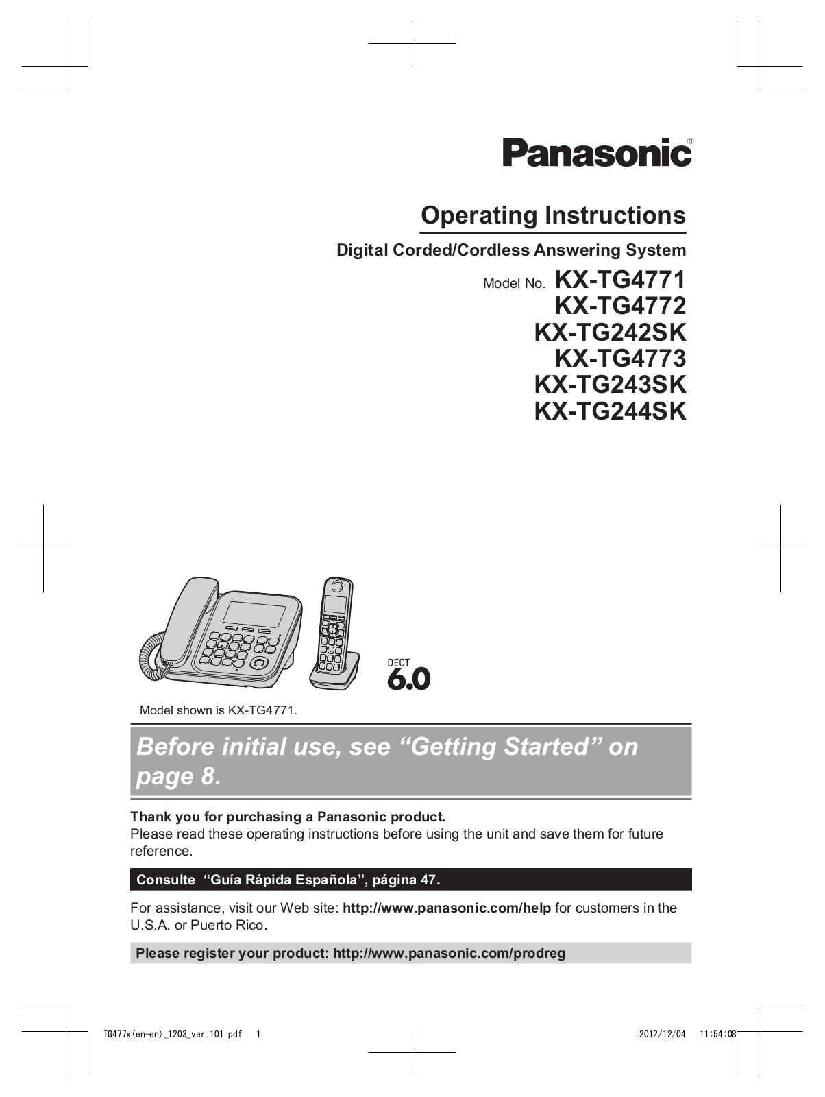 Panasonic KX-TG244SK Operating Instructions
