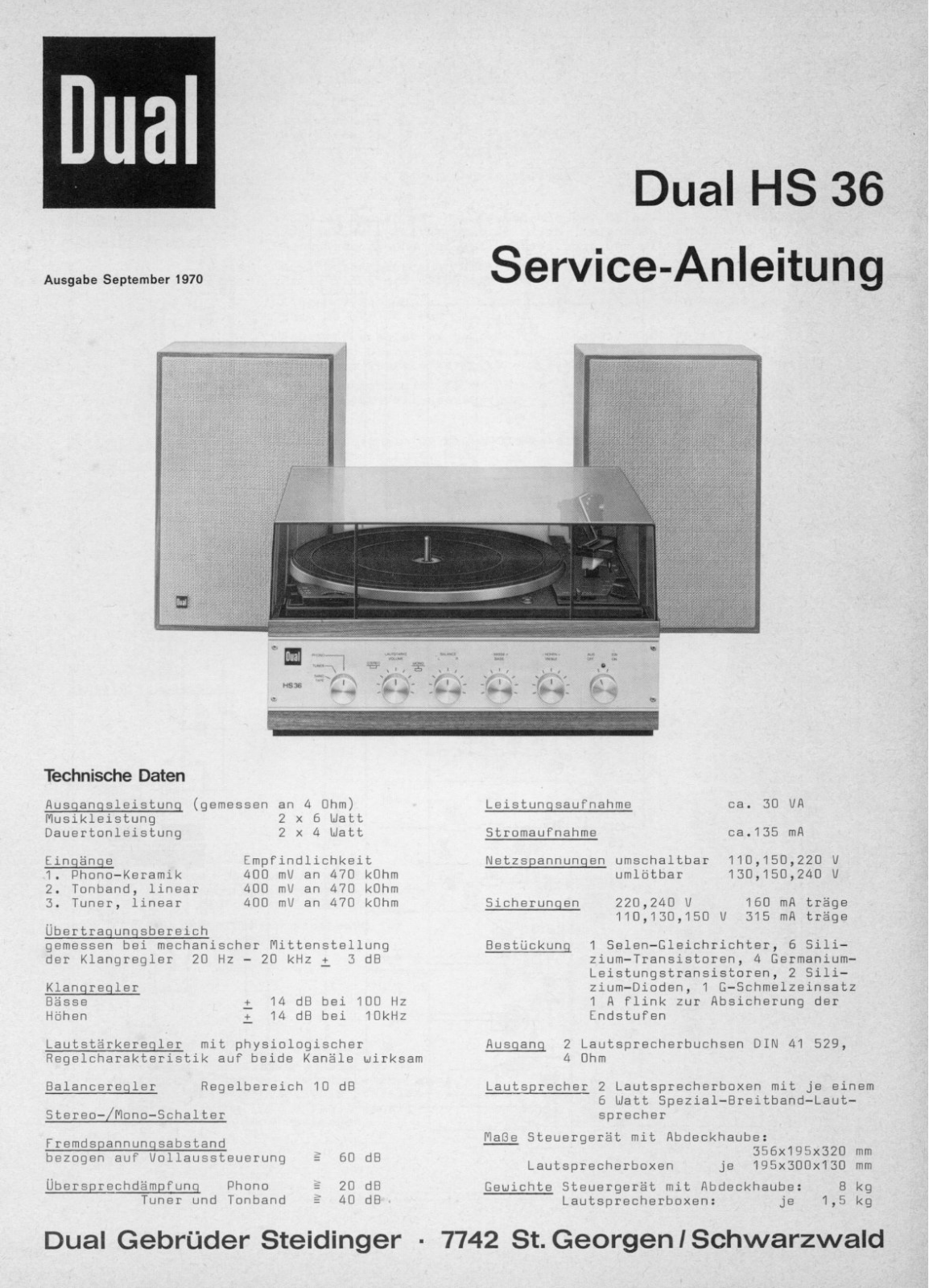 Dual HS-36 Service manual