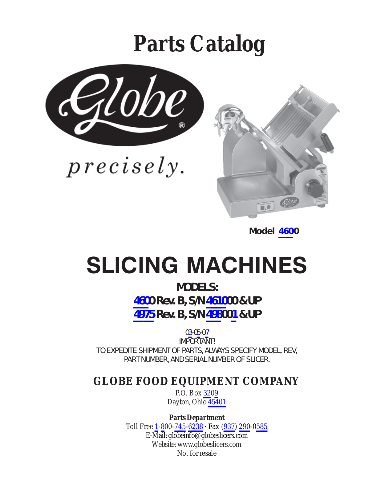 Globe 4975A Operators Manual