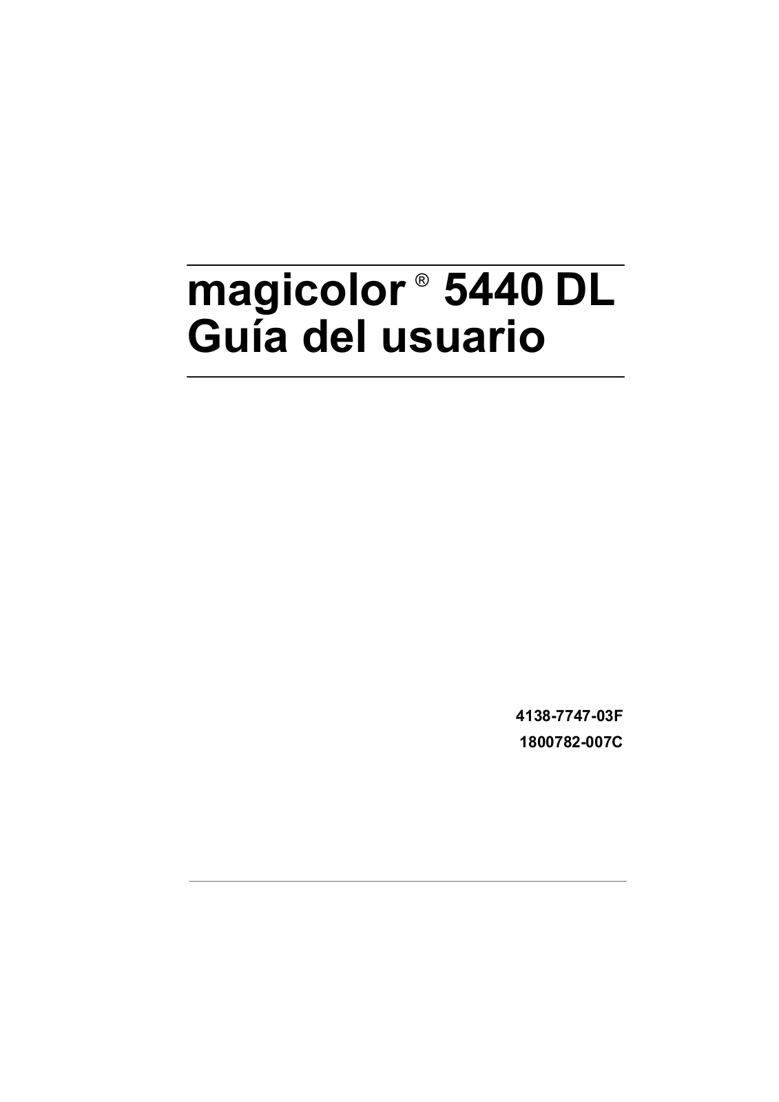 Konica minolta MAGICOLOR 5440 DL User Manual