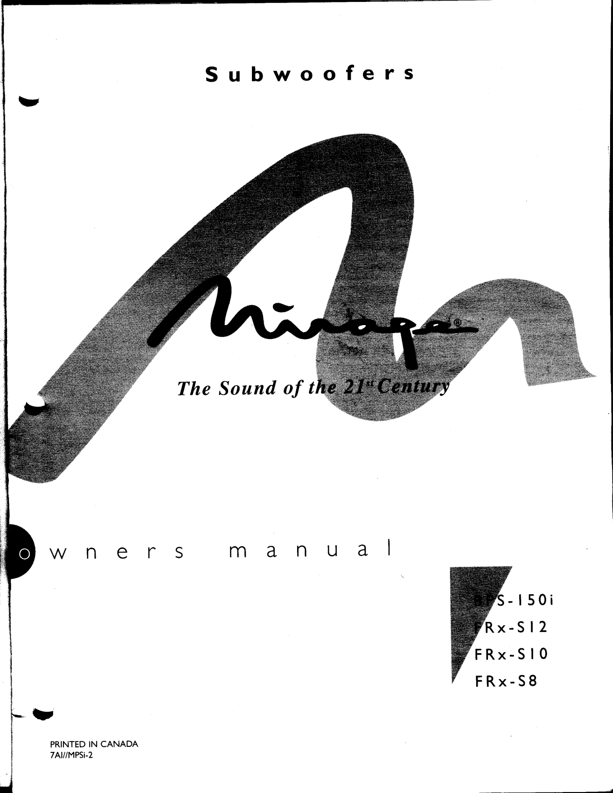 Mirage BPS-150i Owner's Manual