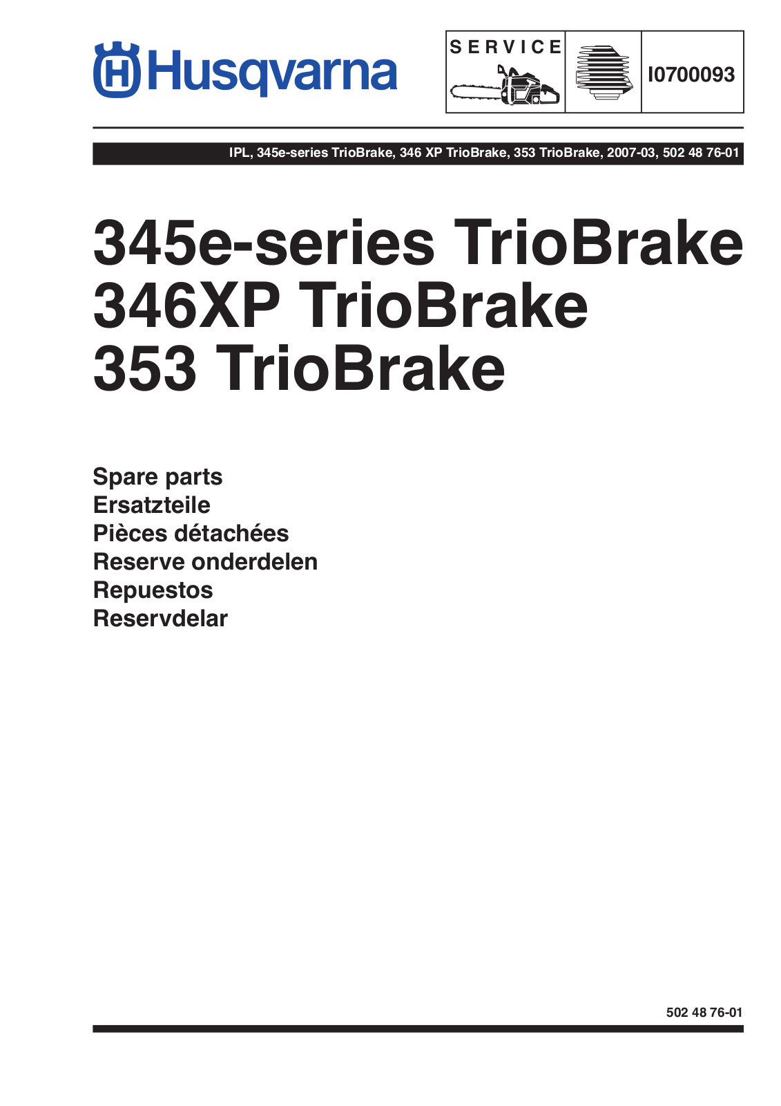 Husqvarna 345e TrioBrake parts catalog