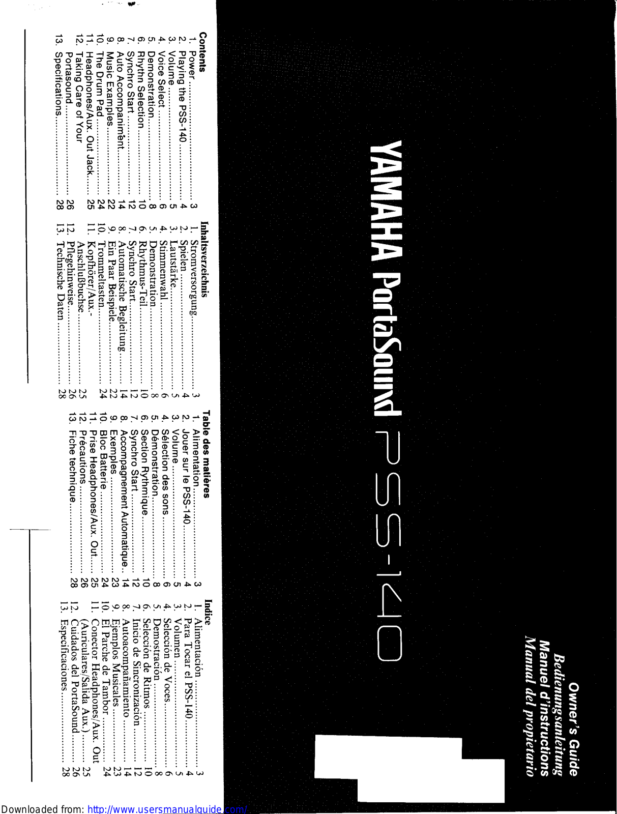 Yamaha Audio PSS-140 User Manual