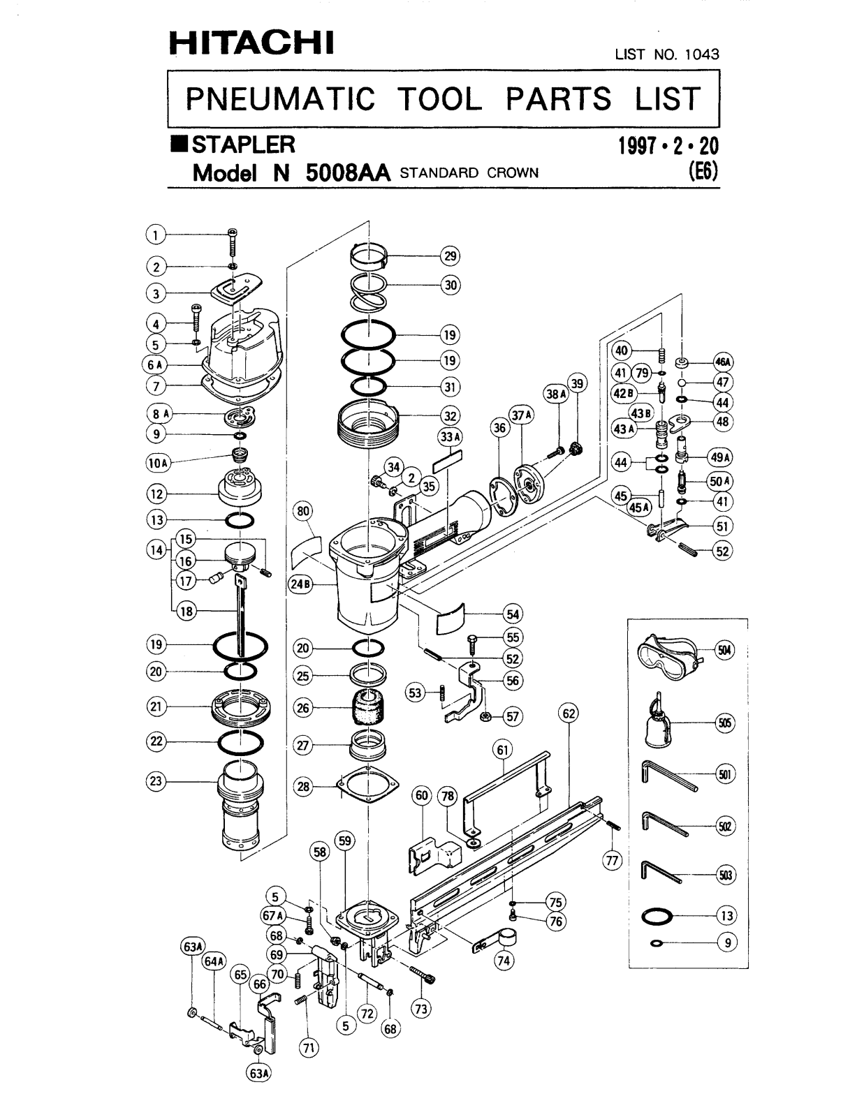 Hitachi N5008AA PARTS LIST