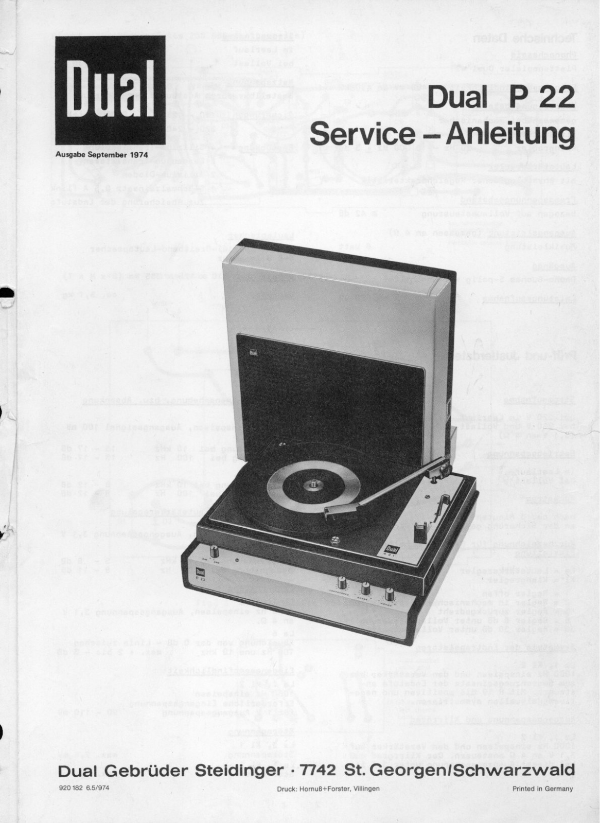 Dual P-22 Service manual