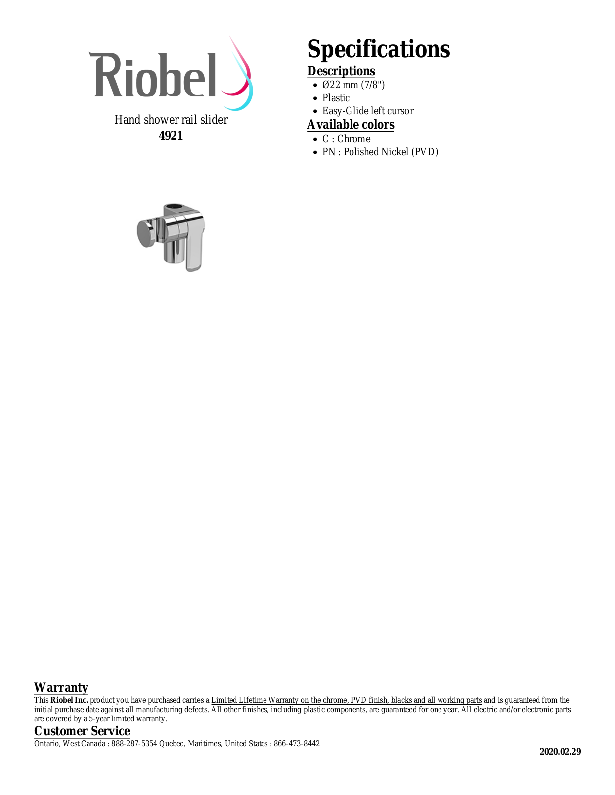 Riobel 4921BK Specifications - ManualMachine.com