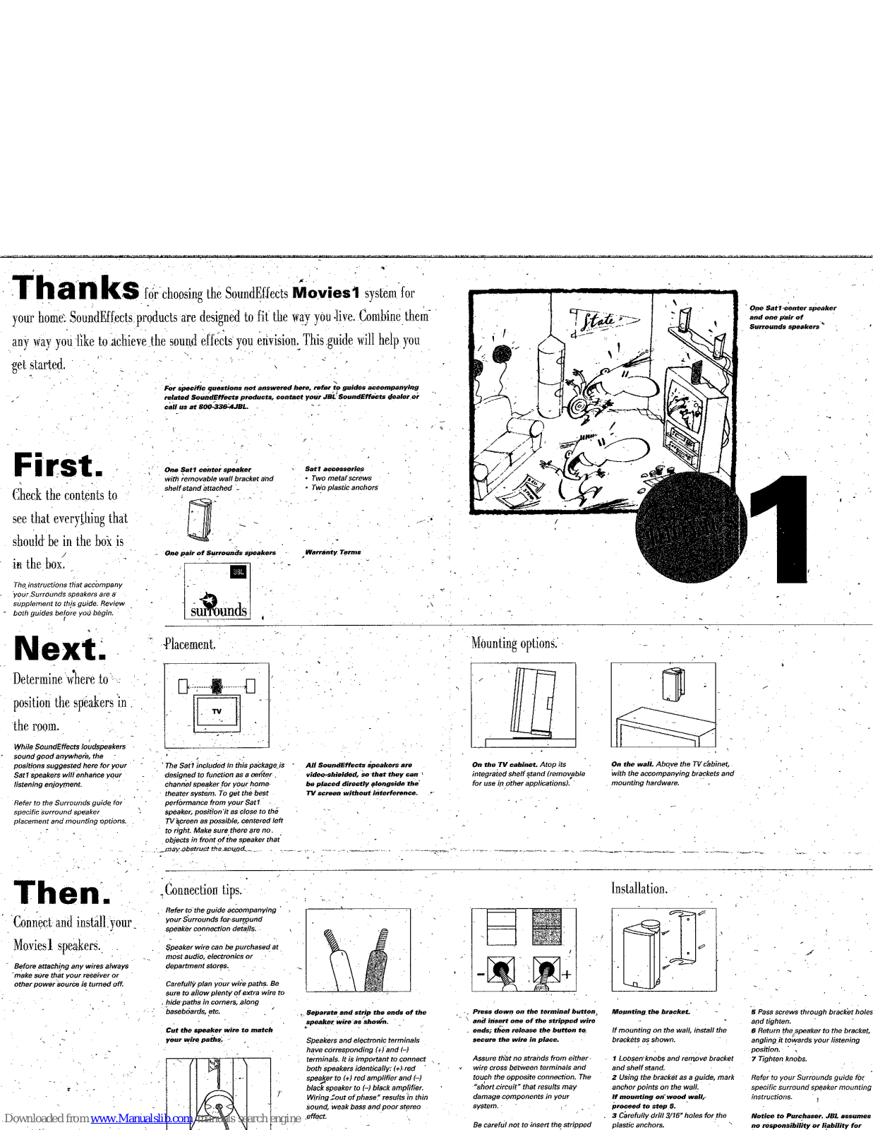 JBL MOVIES 1, SoundEffects Movies 1 Owner's Manual