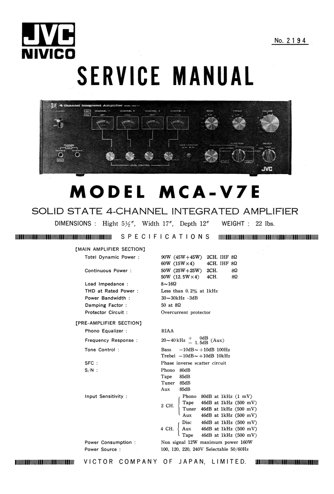 JVC MCAV-7-E Service manual