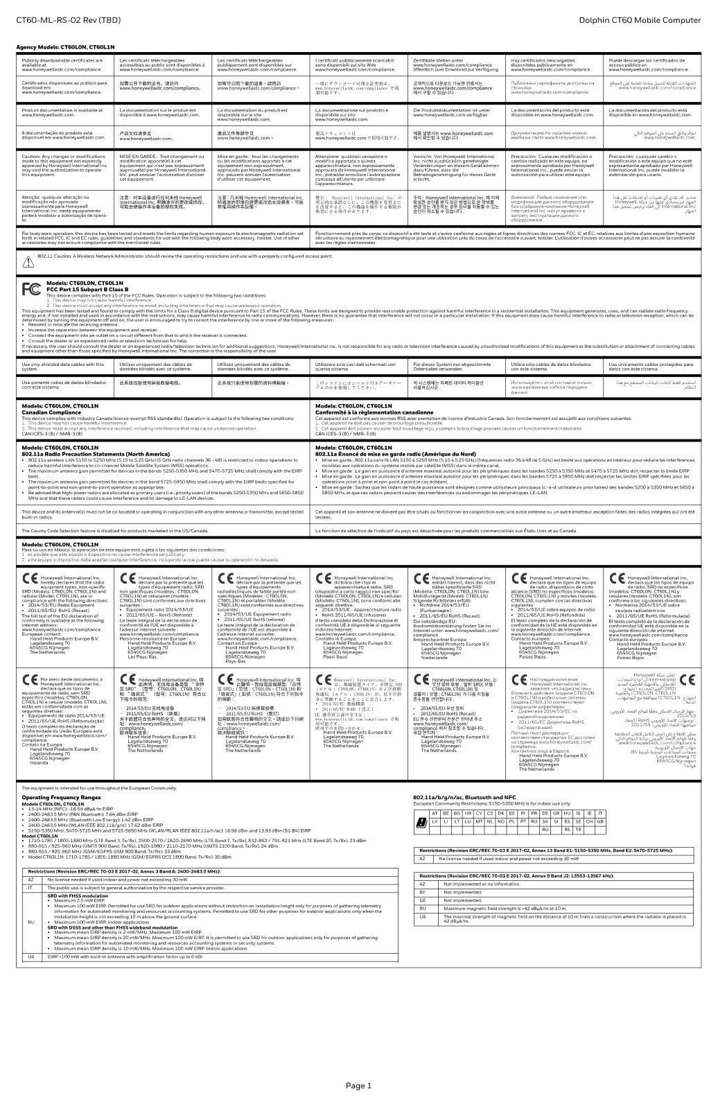 Honeywell CT60L1N User Manual