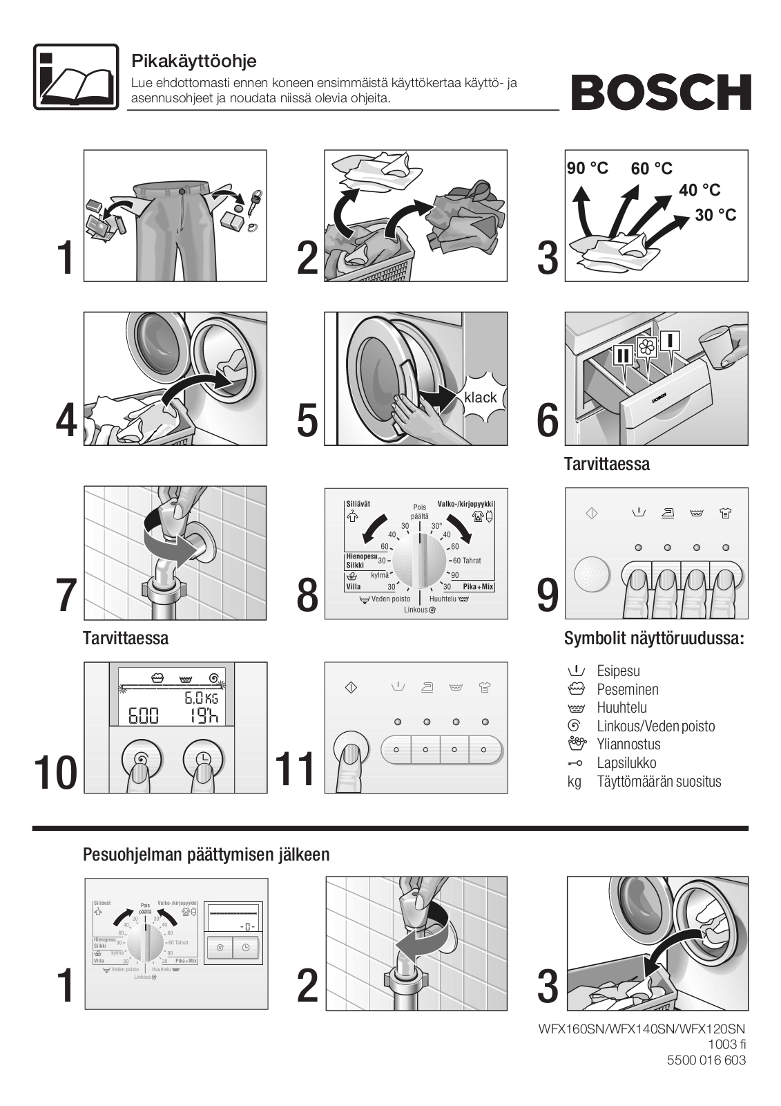 Bosch WFX120SN, WFX140SN, WFX160SN User Manual