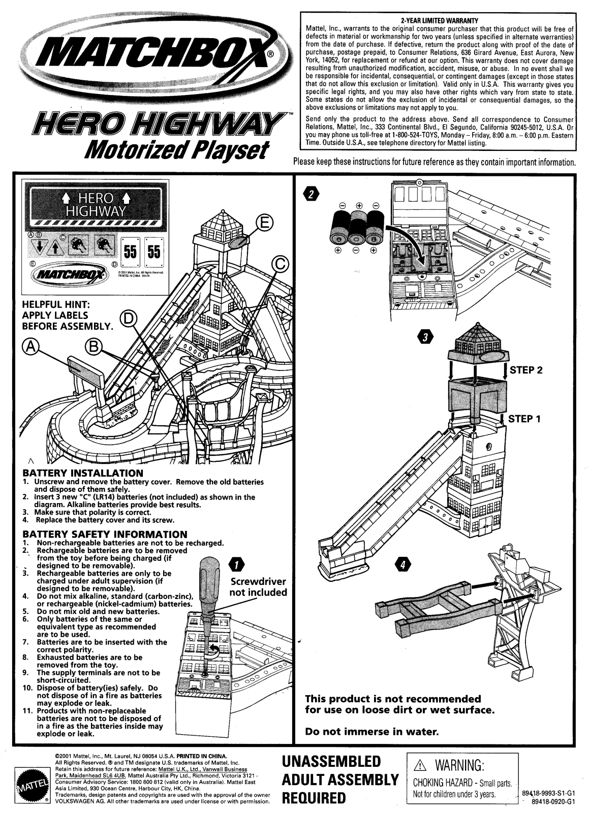 Fisher-Price 89418 Instruction Sheet