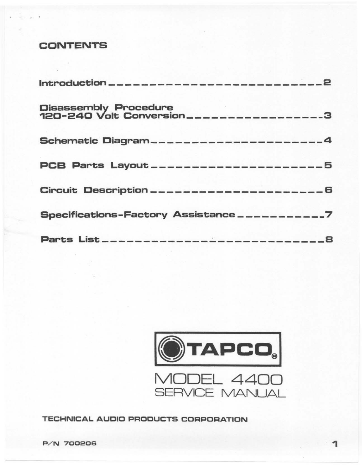 Electro-voice 4400 User Manual