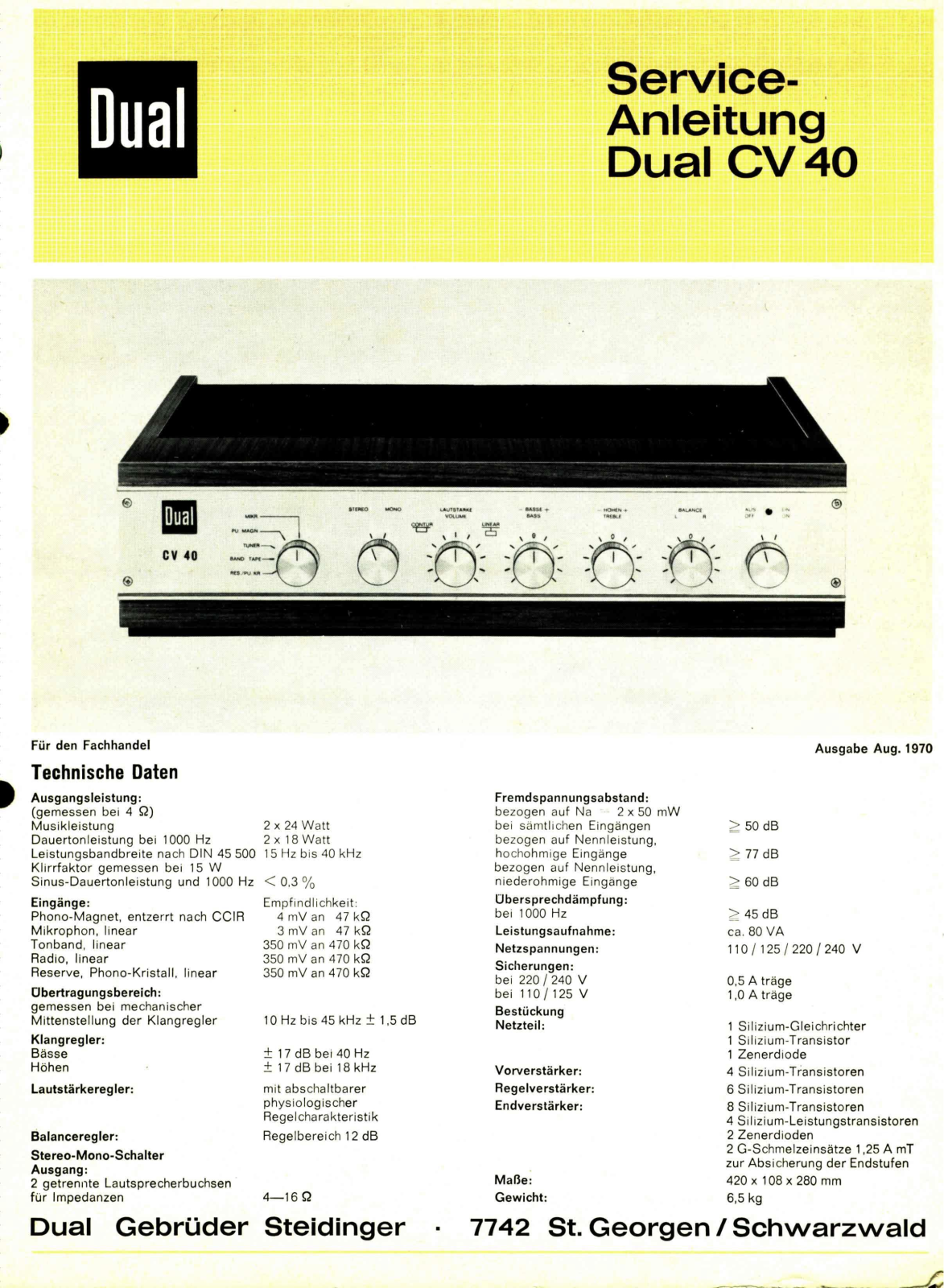 Dual CV-40 Service manual