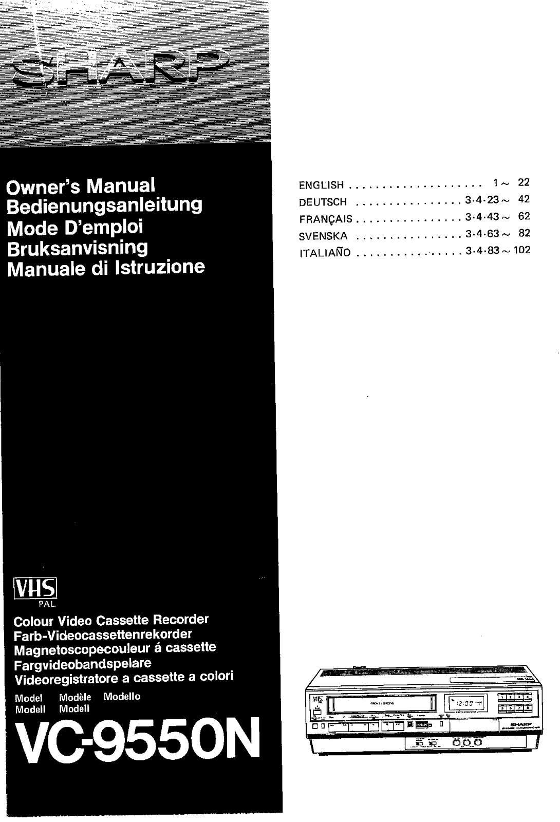 Sharp VC-9550N Operating Manual