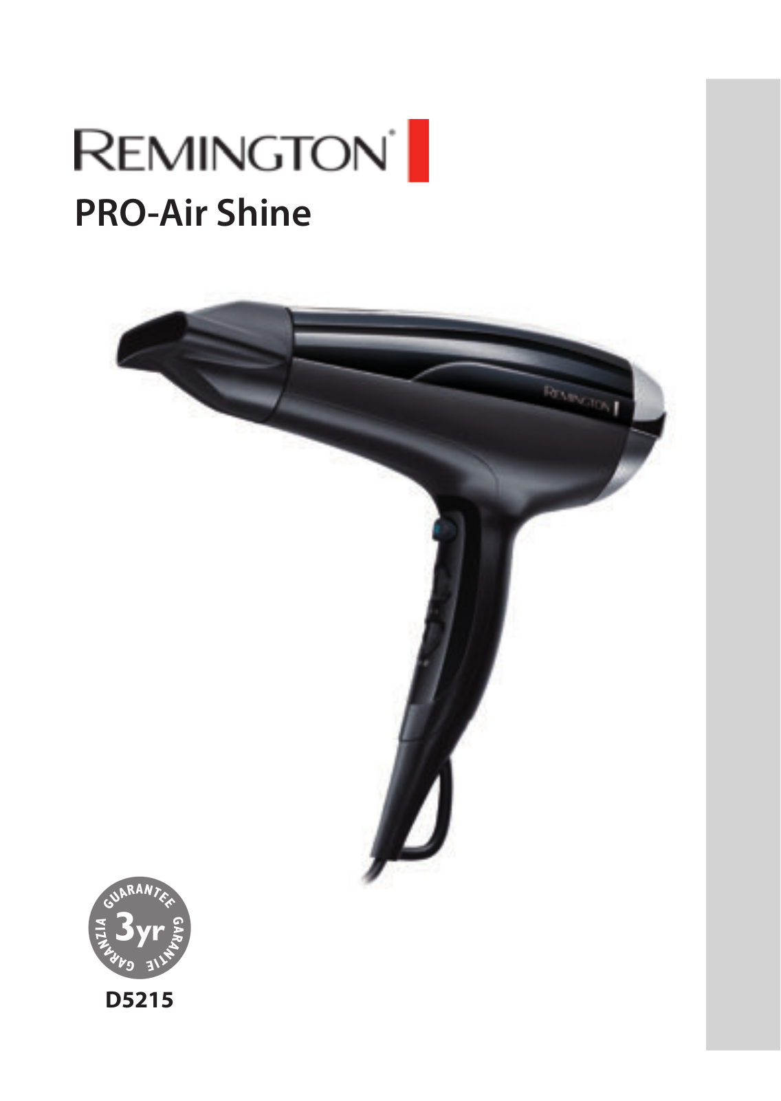 Remington Pro Air Shine D5215 User manual