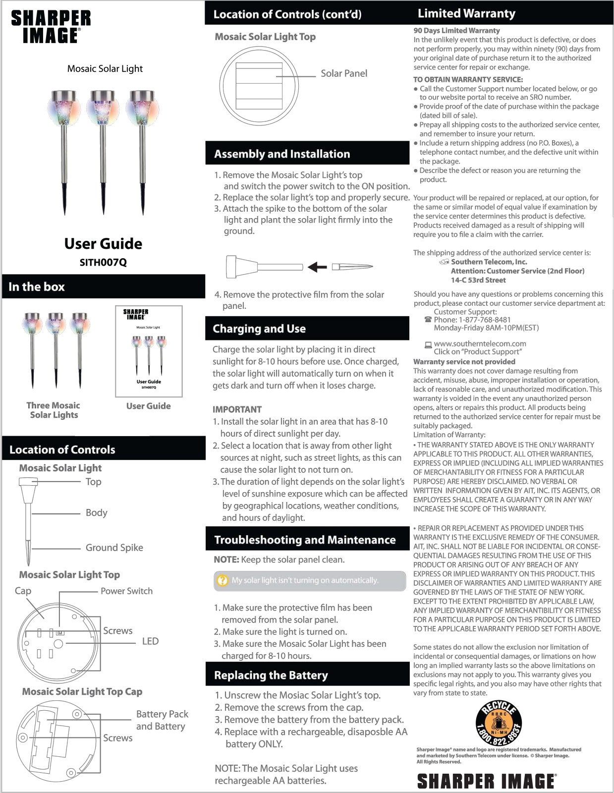 Sharper image SITH007Q User Manual